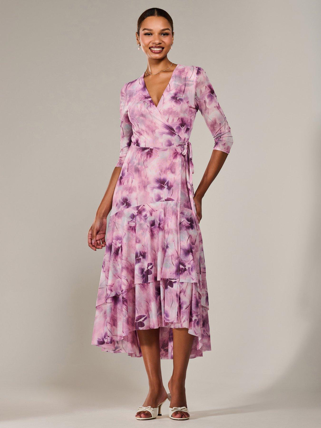 Jolie Moi Mesh Wrap Midaxi Dress - Pink