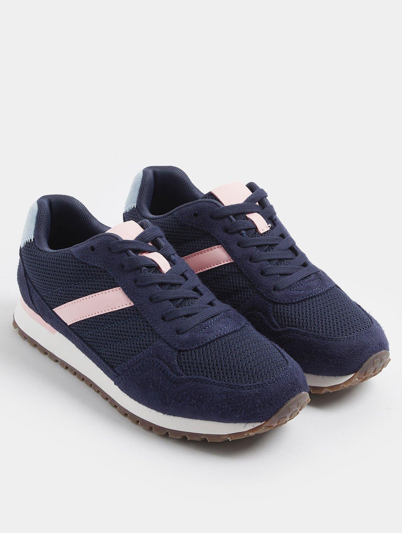 stillFront image of yours-extra-wide-fit-eva-colour-block-trainer-blue