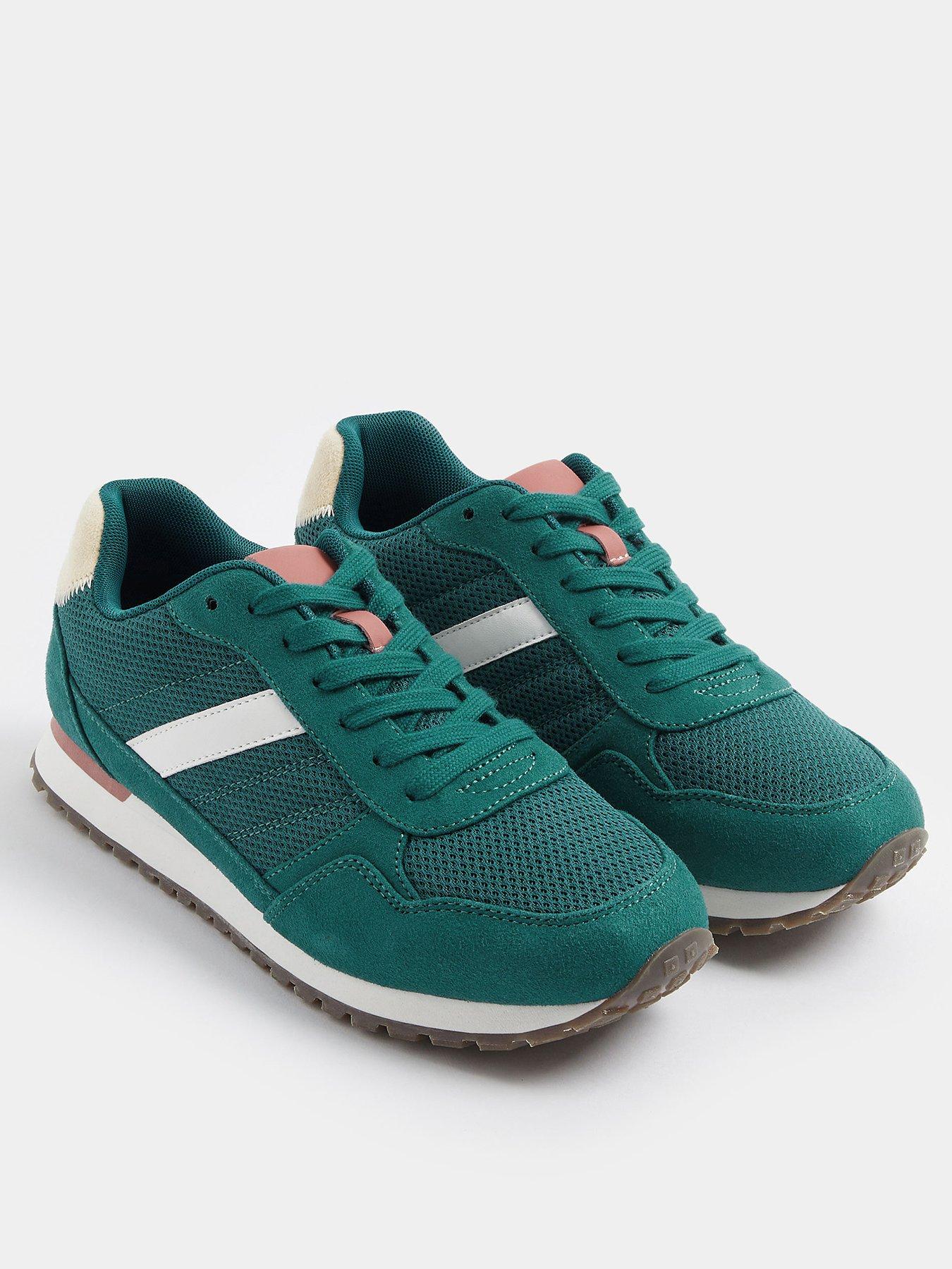 stillFront image of yours-extra-wide-fit-eva-colour-block-trainer-green
