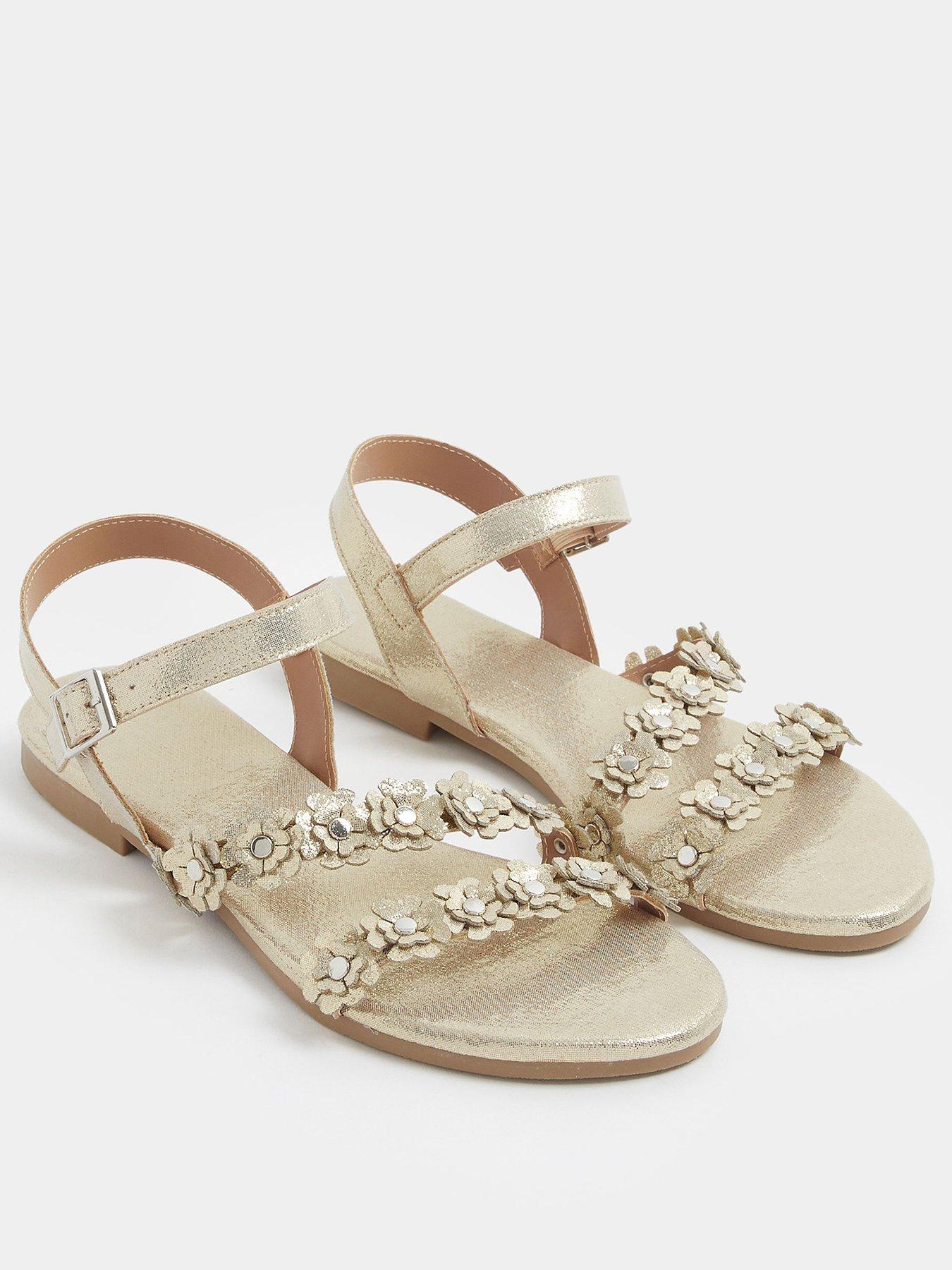  image of yours-extra-wide-fit-ditsy-floral-flat-sandal-gold