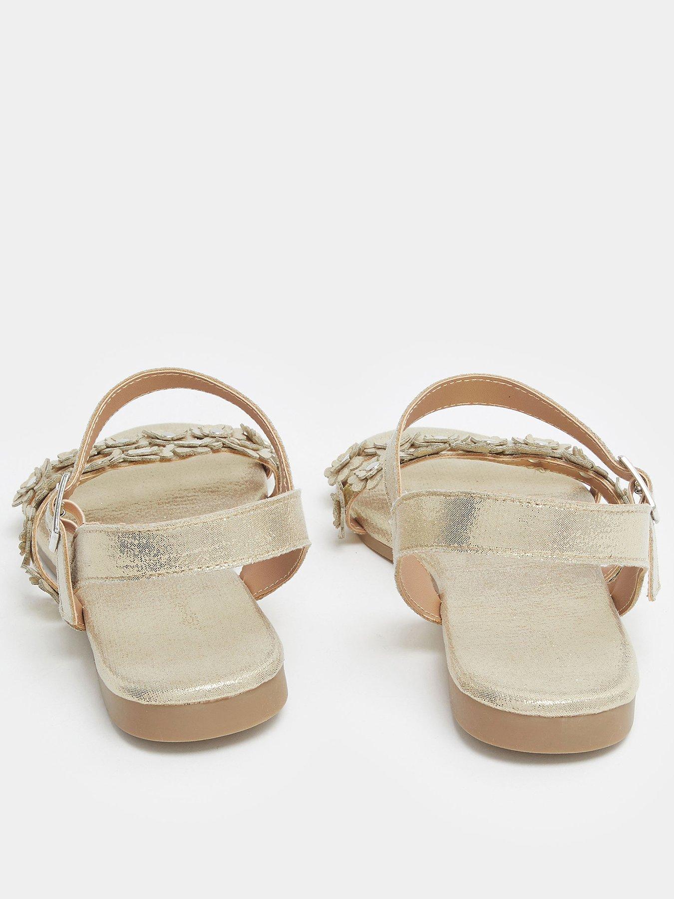  image of yours-extra-wide-fit-ditsy-floral-flat-sandal-gold
