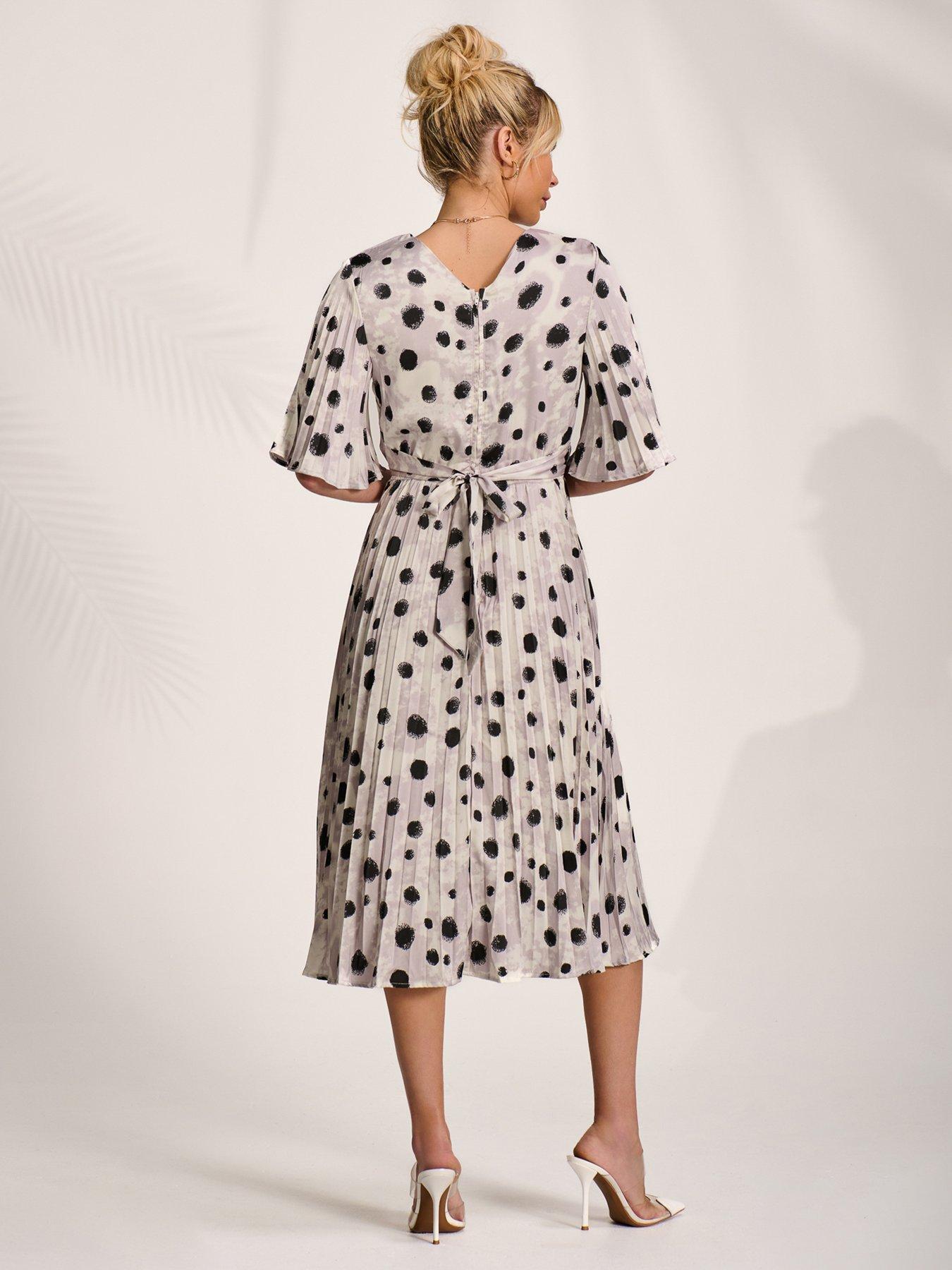 Image 2 of 7 of Jolie Moi Pleated Wrap Midi Dress - White