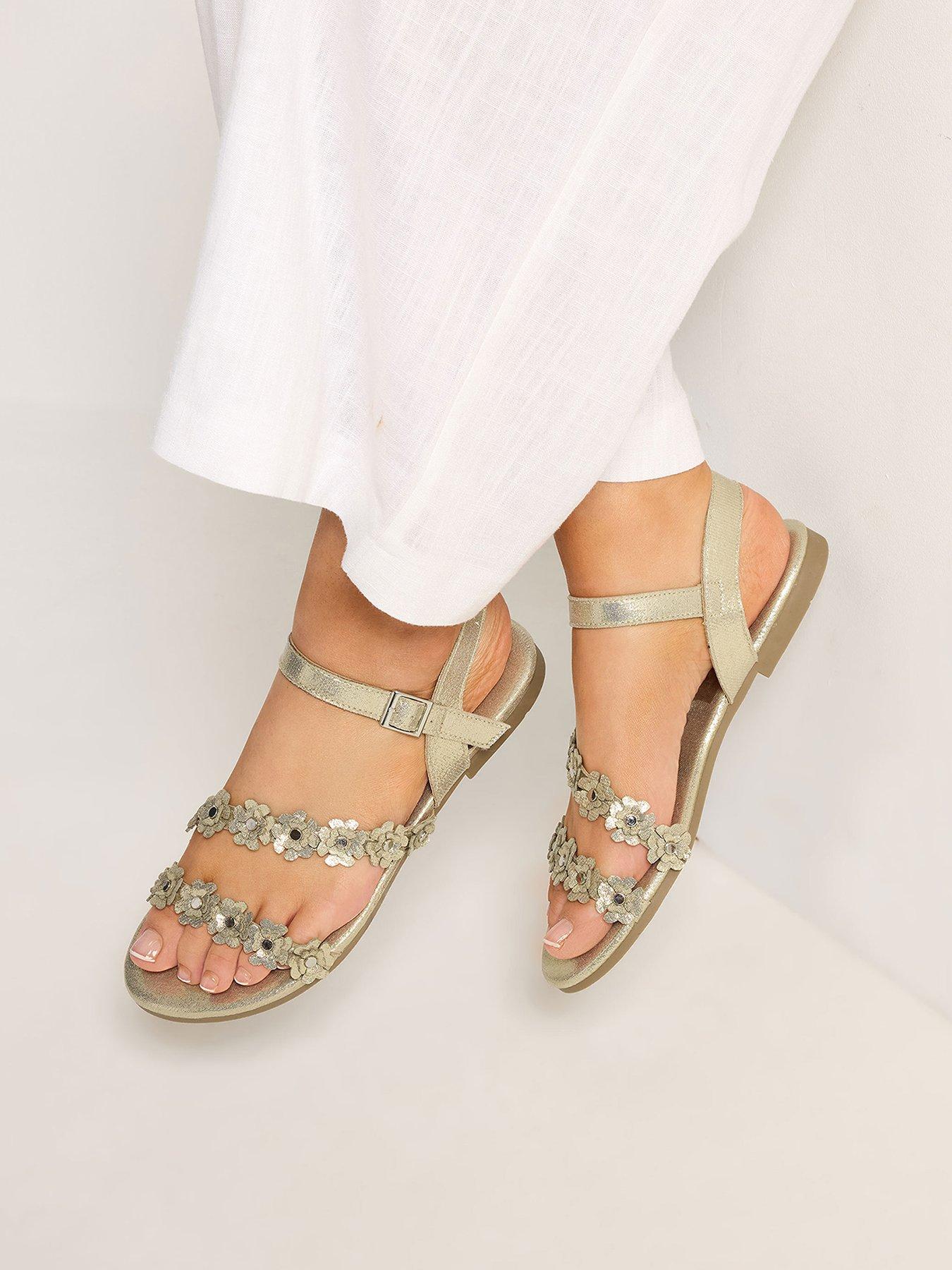 Yours Wide Fit Ditsy Floral Flat Sandal