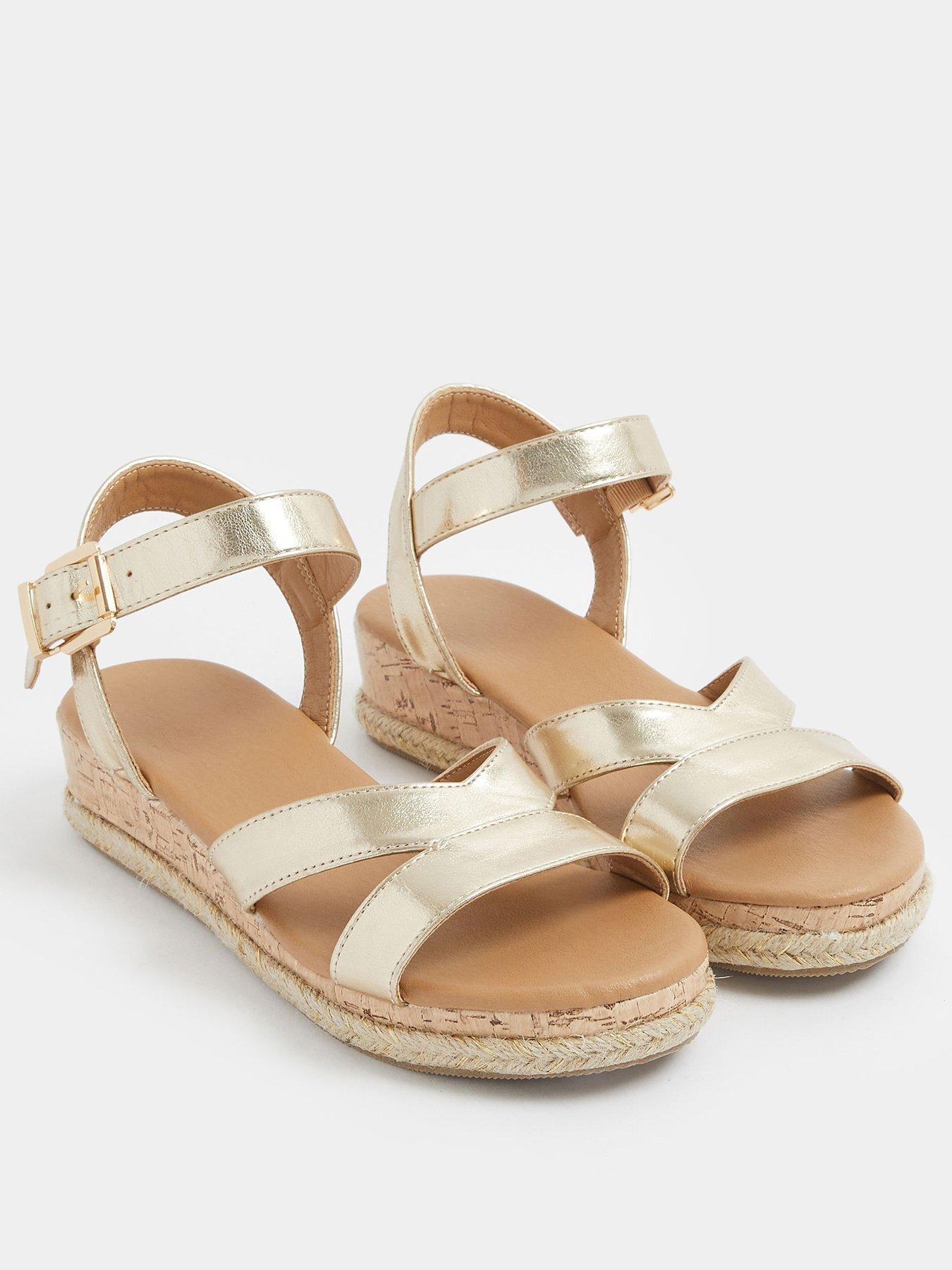  image of yours-wide-fit-v-cut-plaited-wedges-gold