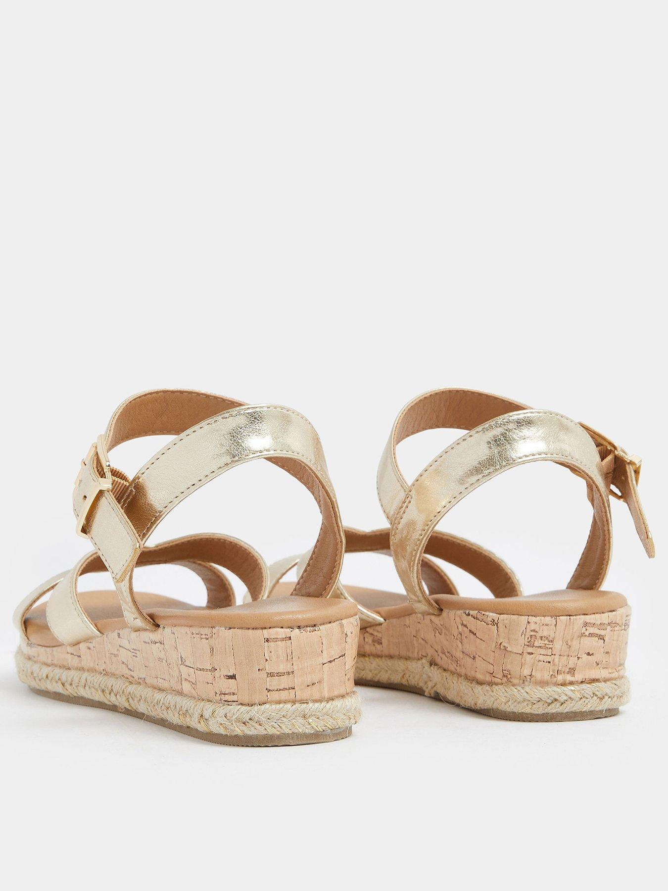  image of yours-wide-fit-v-cut-plaited-wedges-gold