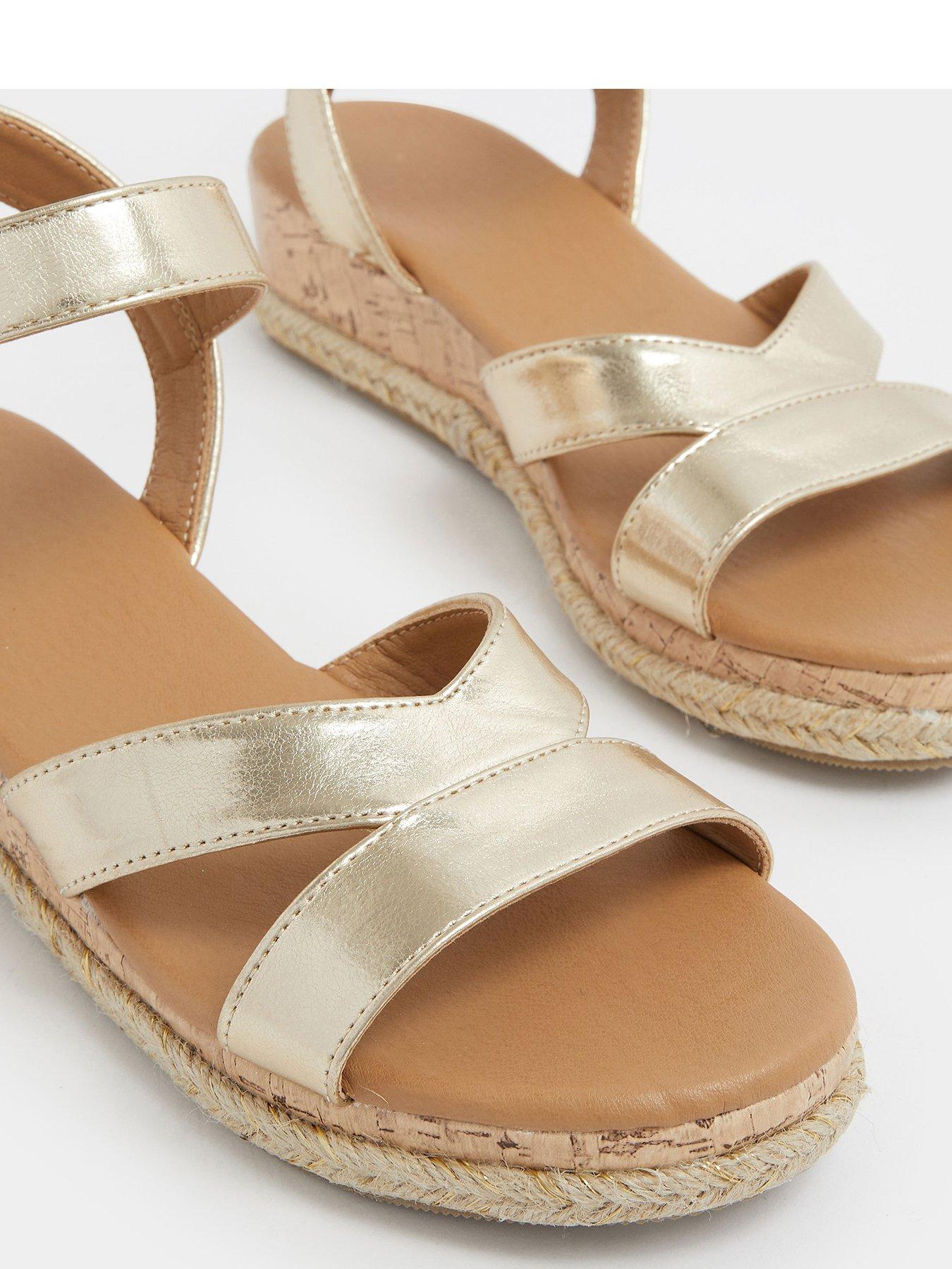  image of yours-wide-fit-v-cut-plaited-wedges-gold
