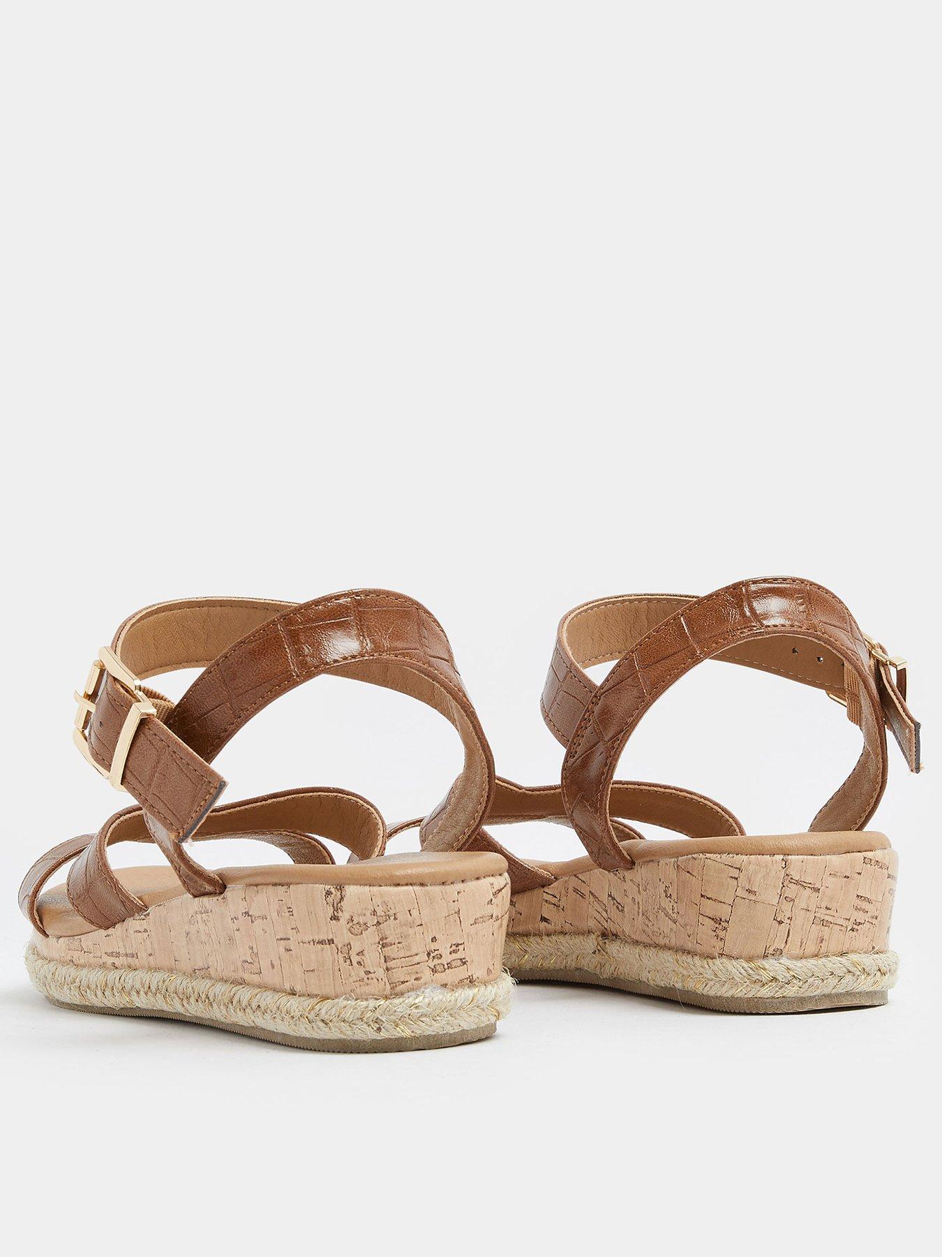 Image 3 of 4 of Yours Extra Wide Fit V Cut Plaited Wedges