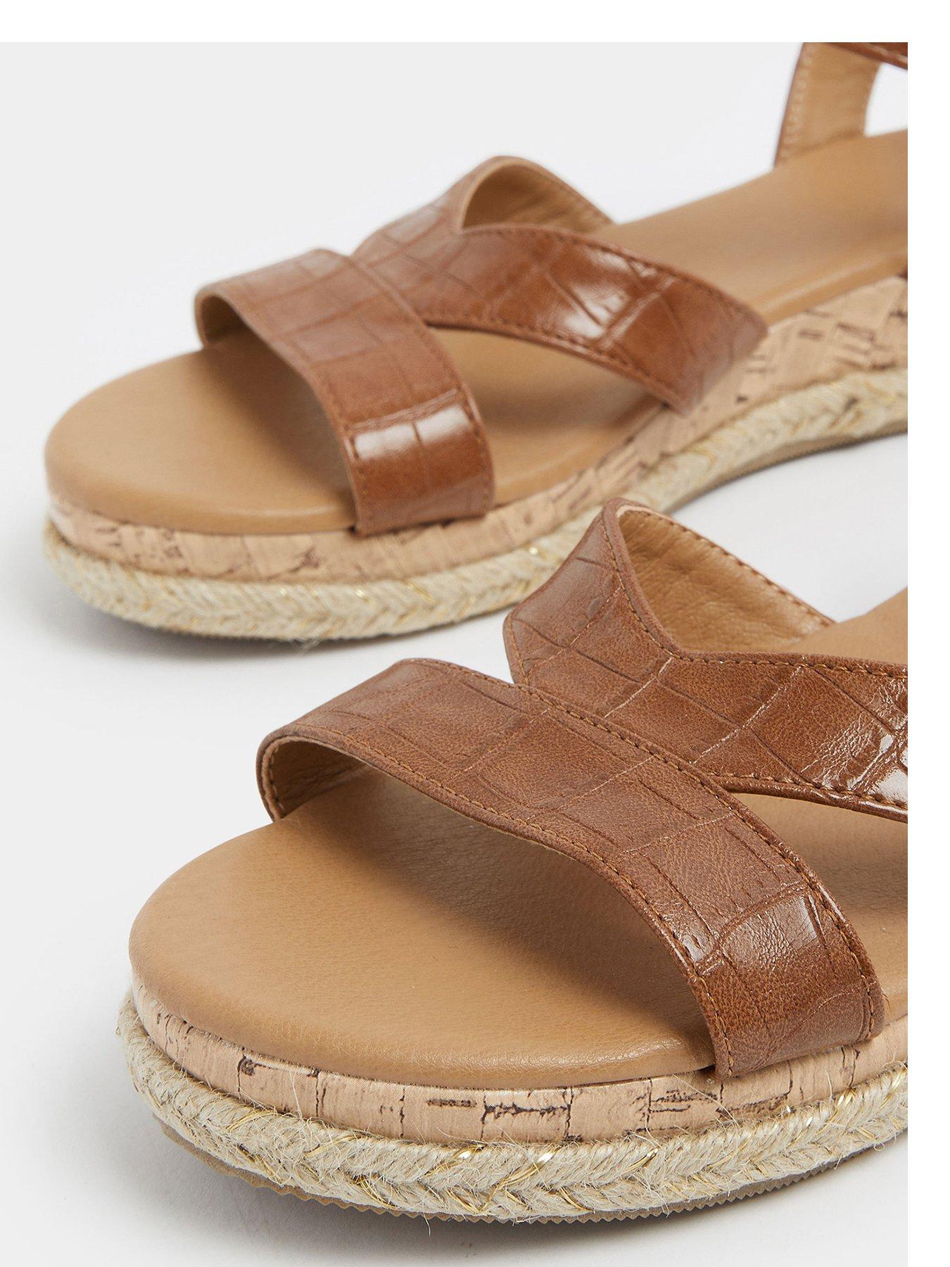 Image 4 of 4 of Yours Extra Wide Fit V Cut Plaited Wedges