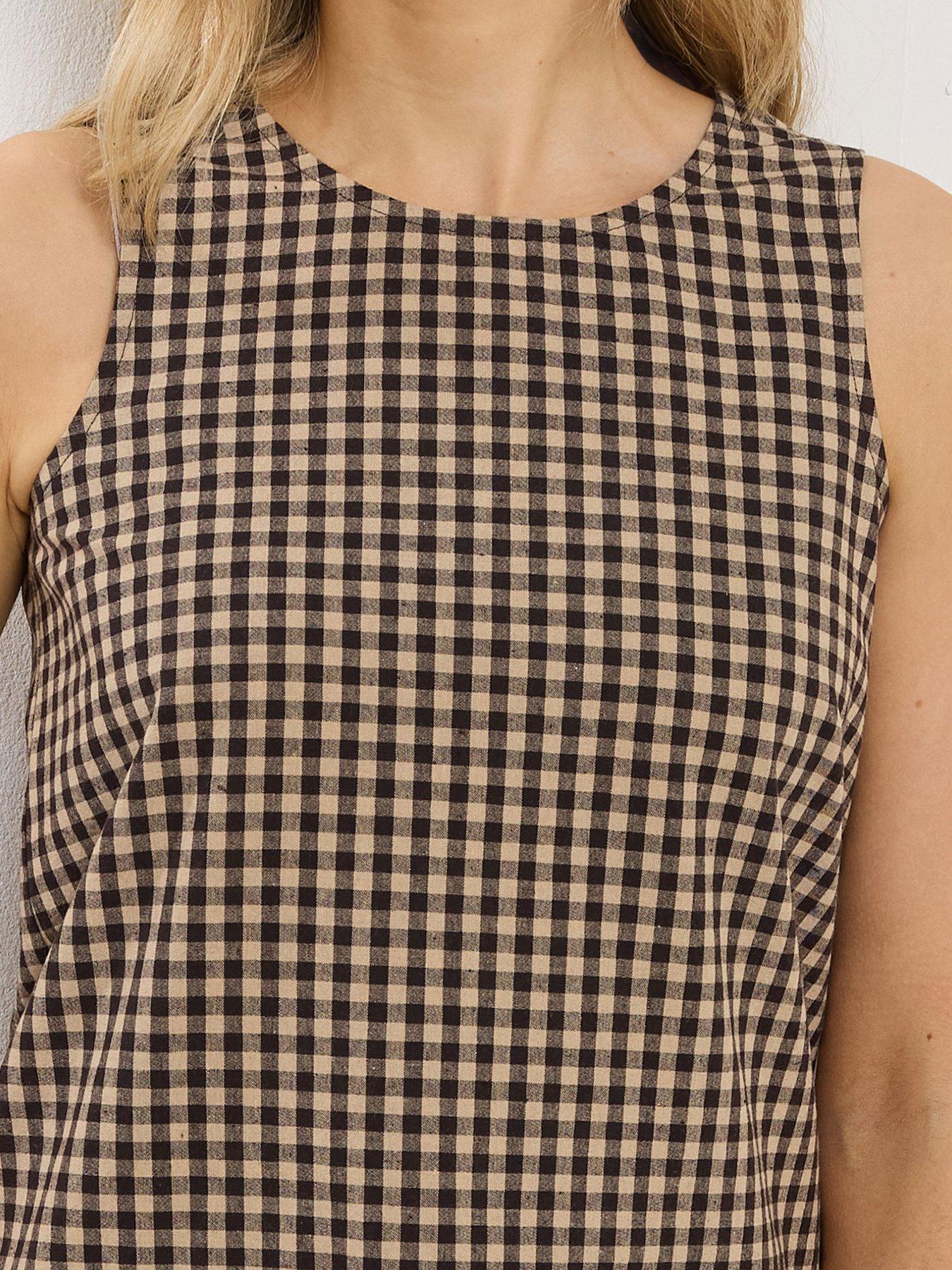 Image 4 of 5 of Long Tall Sally Gingham Sleeveless Top - Cream