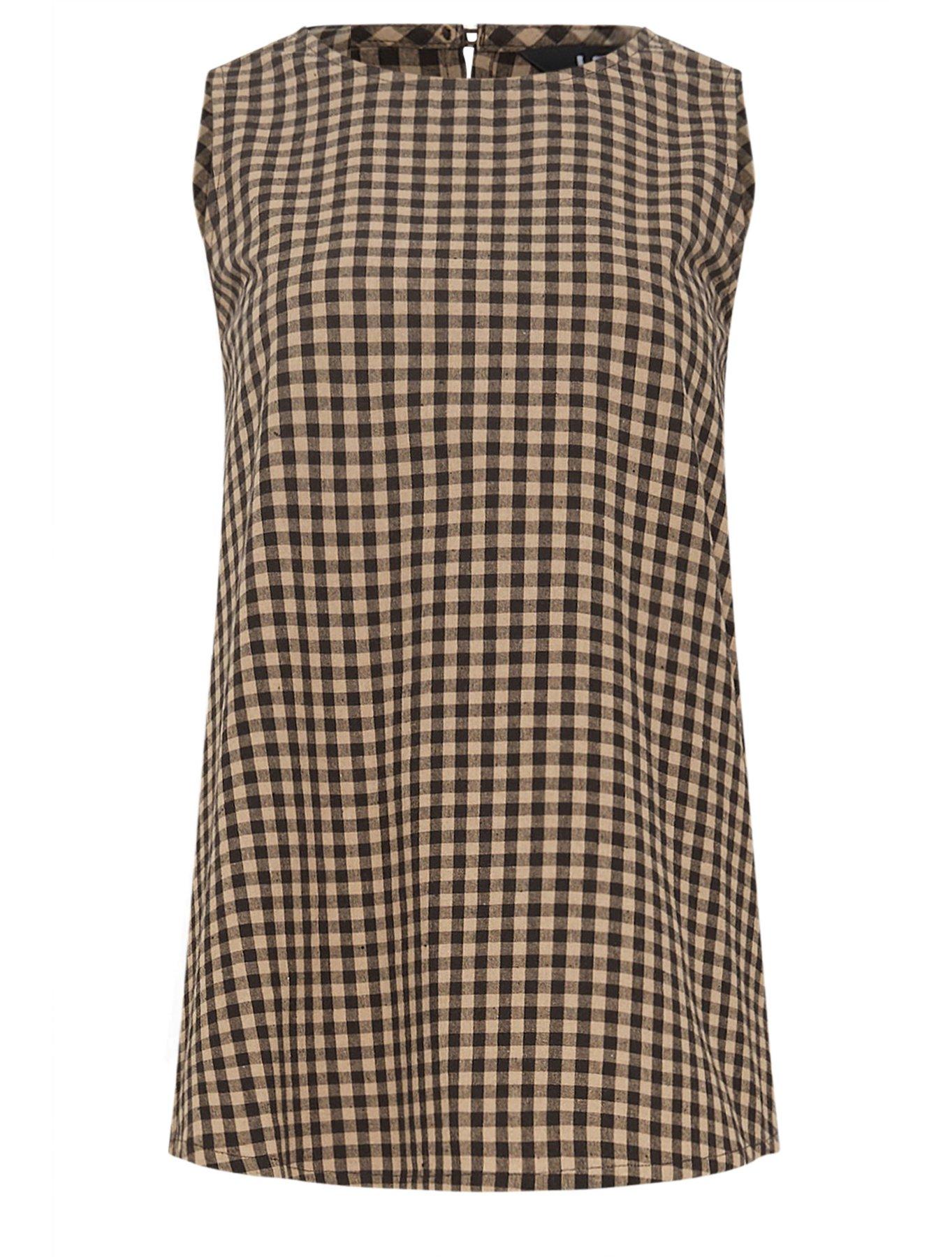 Image 5 of 5 of Long Tall Sally Gingham Sleeveless Top - Cream