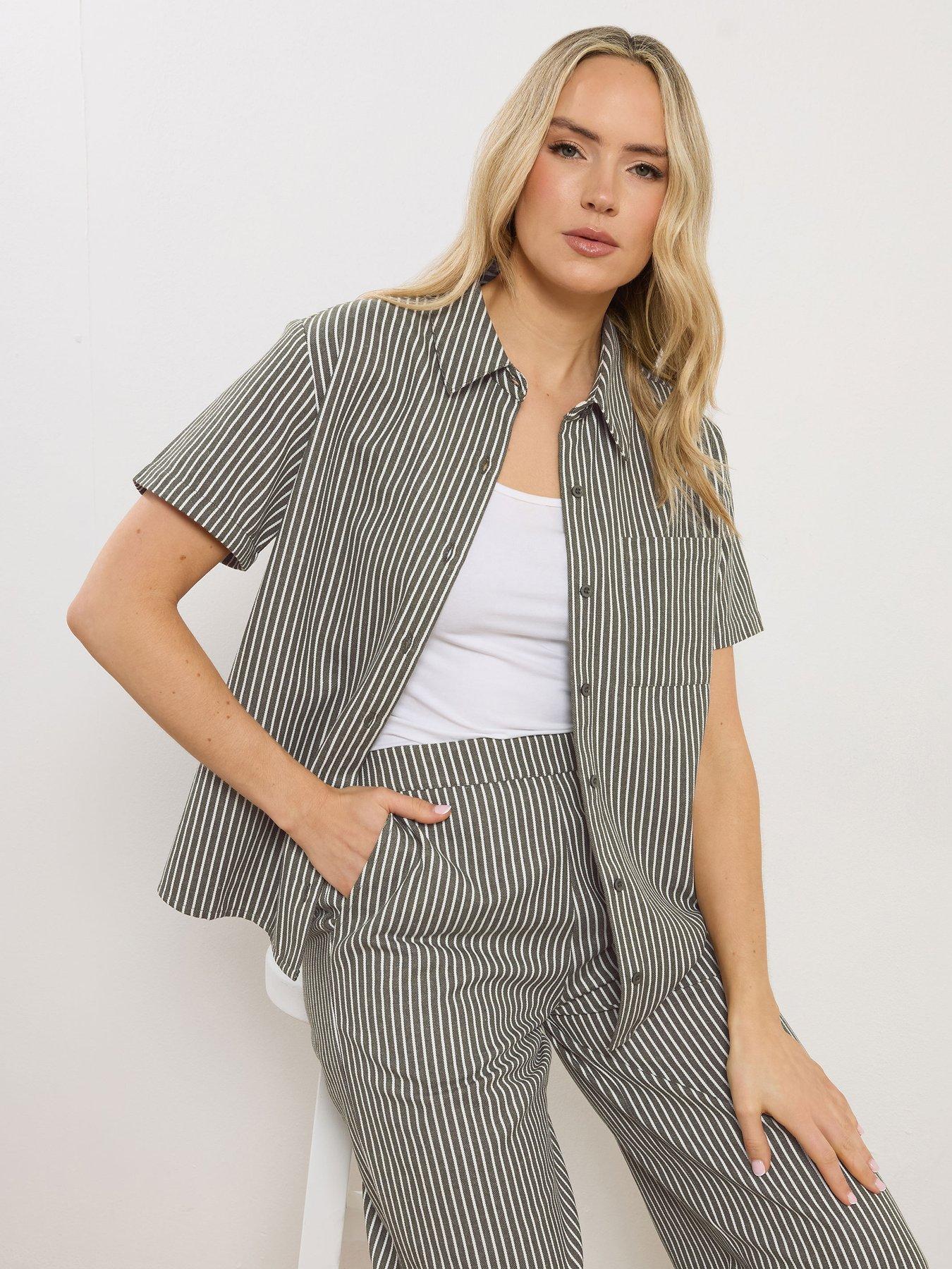 Long Tall Sally Stripe Button Shirt - Green
