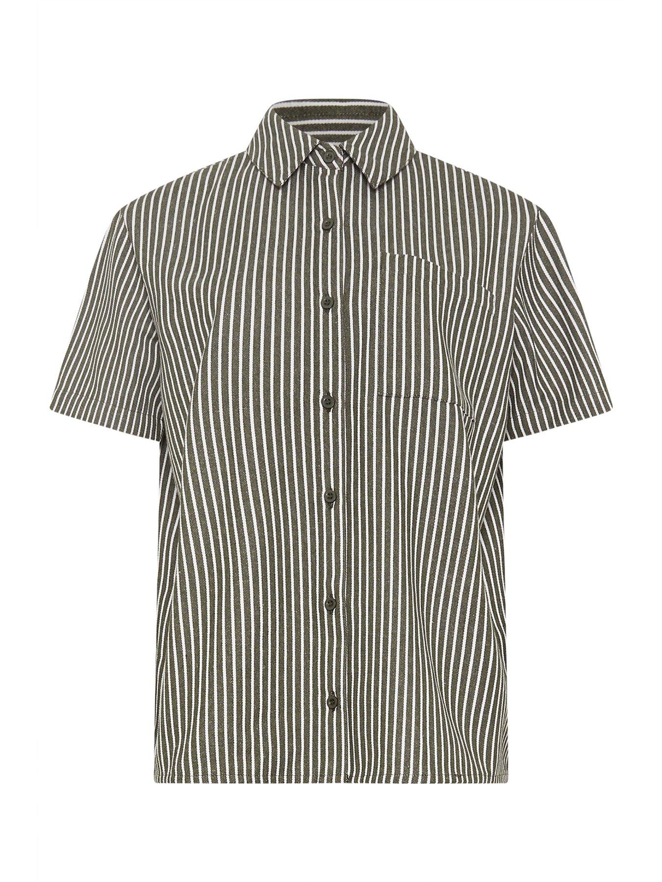  image of long-tall-sally-stripe-button-shirt-green