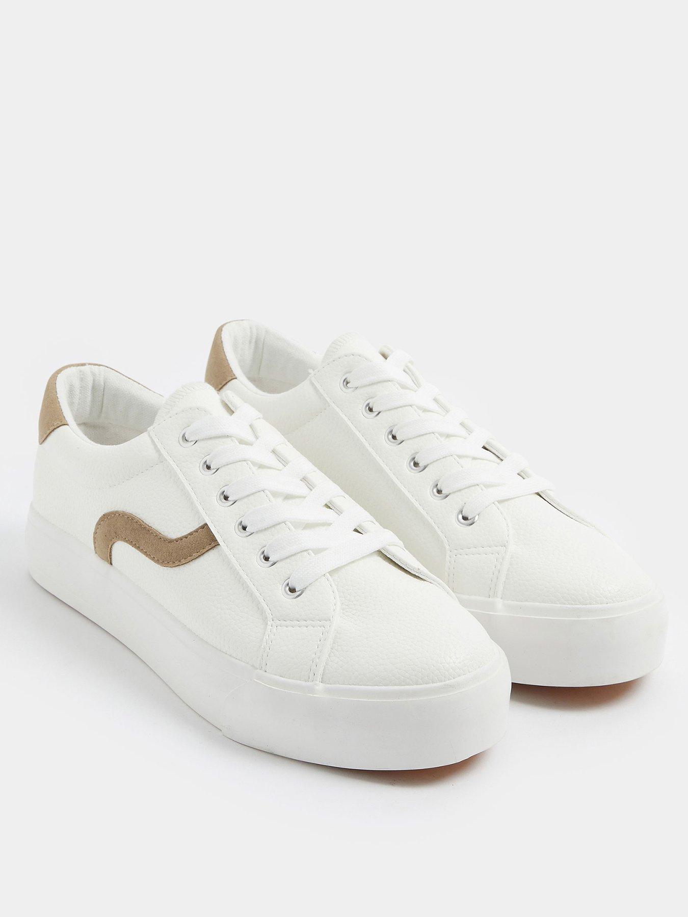 Image 2 of 4 of Yours Extra Wide Fit Swoosh Side Slab Trainers - White