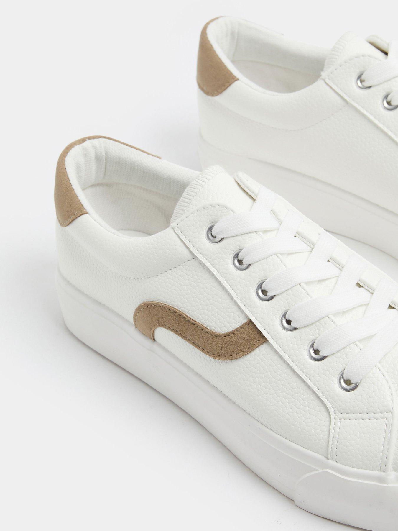 Image 4 of 4 of Yours Extra Wide Fit Swoosh Side Slab Trainers - White