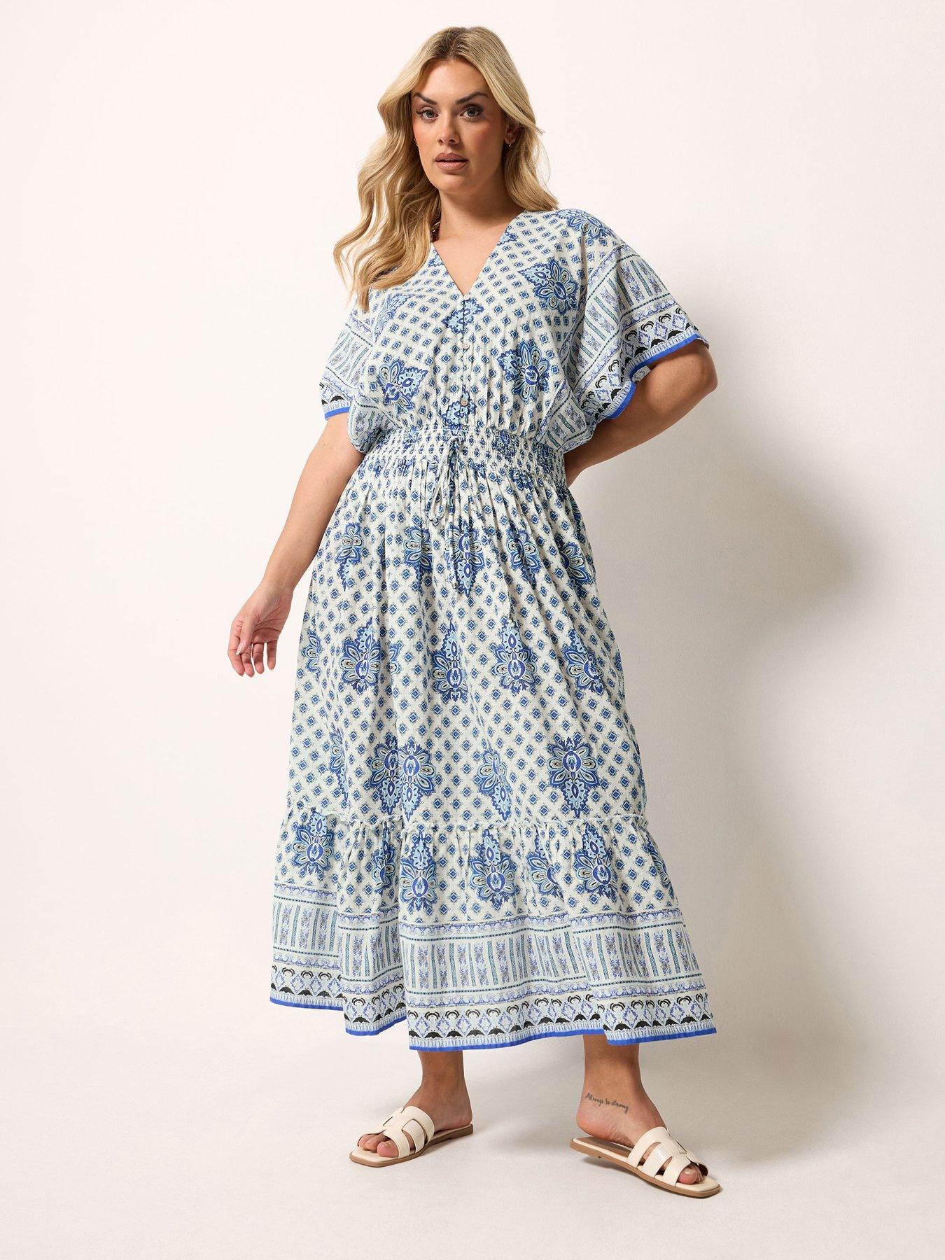 front image of yours-curve-cotton-boho-maxi-dress