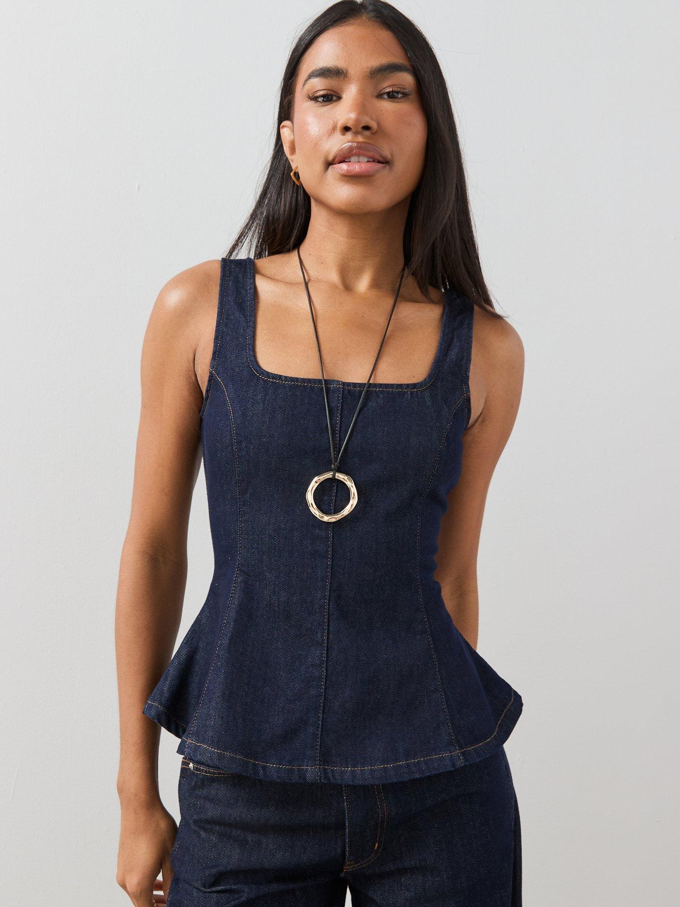The Very Collection Structured Denim Co-Ord Top - Dark Wash