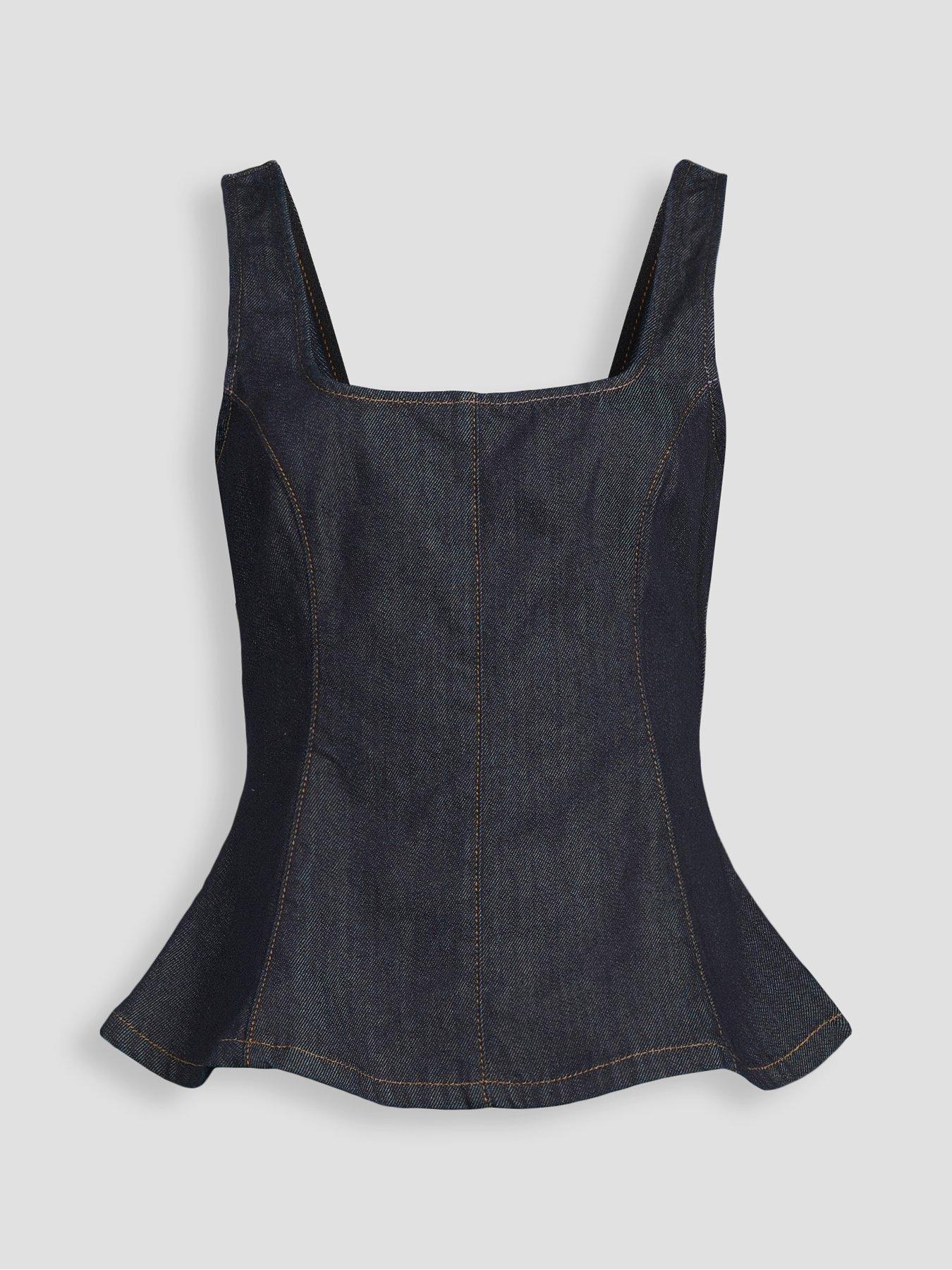 Image 7 of 7 of The Very Collection Structured Denim Co-Ord Top - Dark Wash