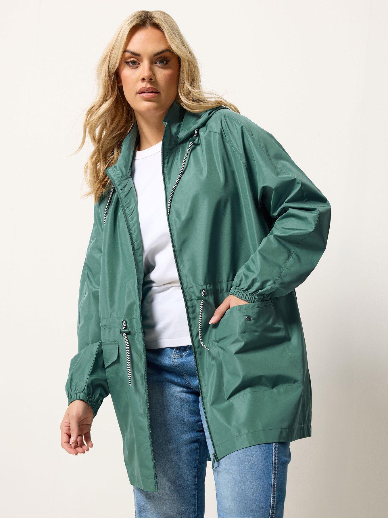 Image 1 of 5 of Yours Curve Solid Lightweight Parka Jacket - Green