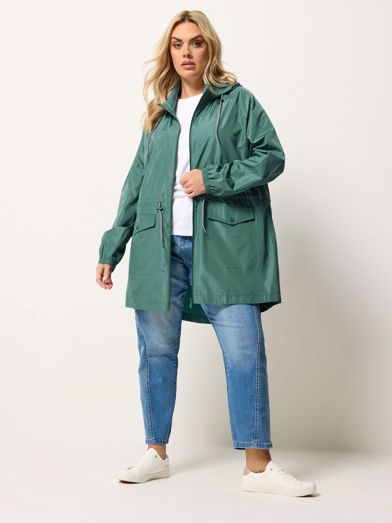 Image 3 of 5 of Yours Curve Solid Lightweight Parka Jacket - Green