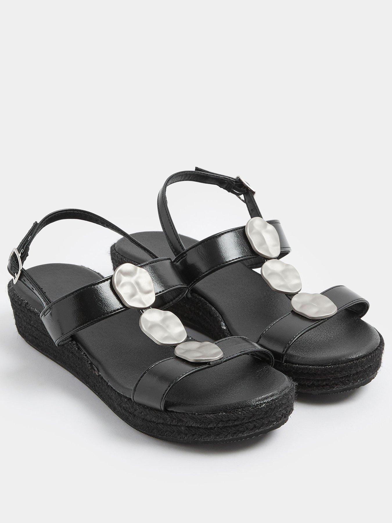 stillFront image of yours-wide-fit-hammered-metal-disk-wedges-black