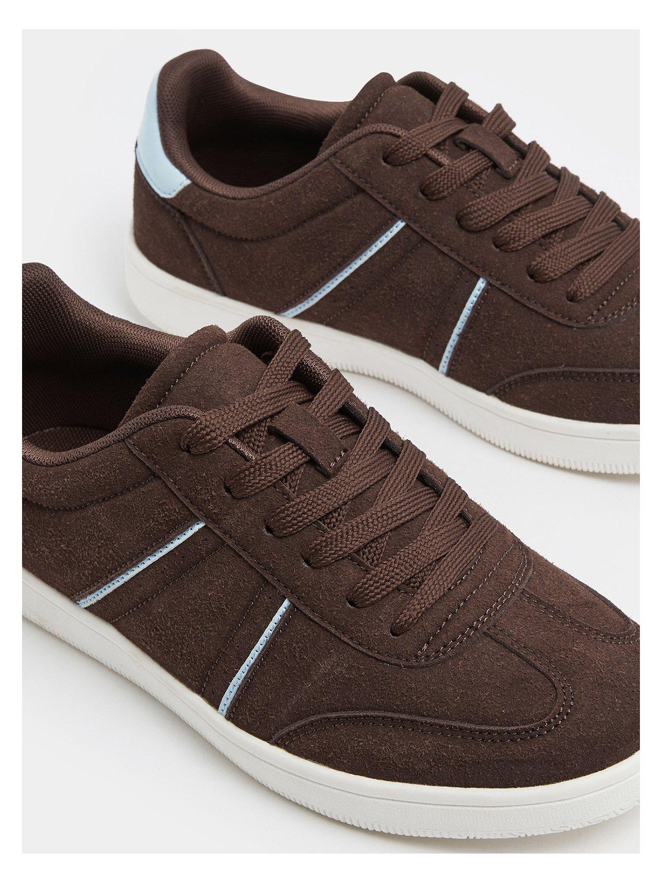 Image 4 of 4 of Yours Extra Wide Fit Slim Sole Panelled Trainer - Brown