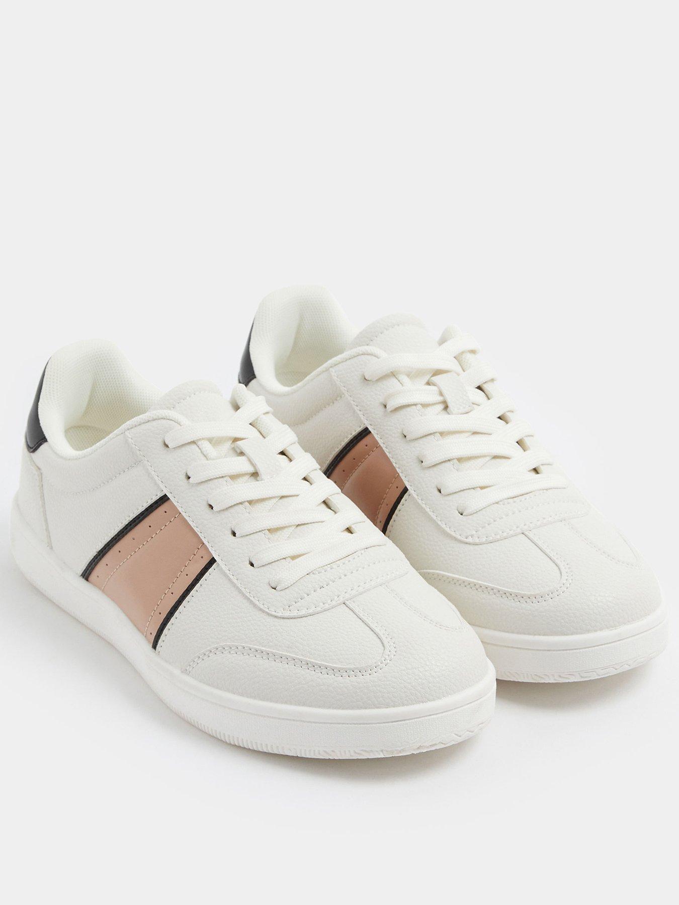 stillFront image of yours-extra-wide-fit-slim-sole-panelled-trainer-white