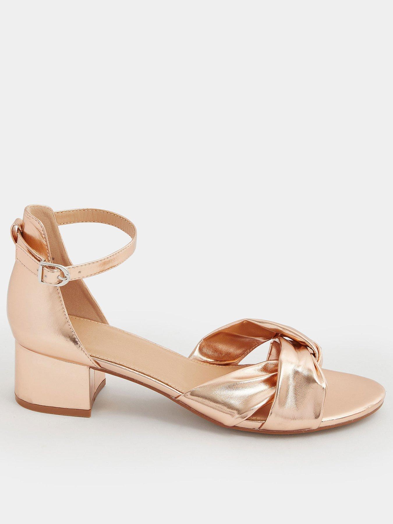 Yours Wide Fit Low Twist Almond Block Heel - Gold