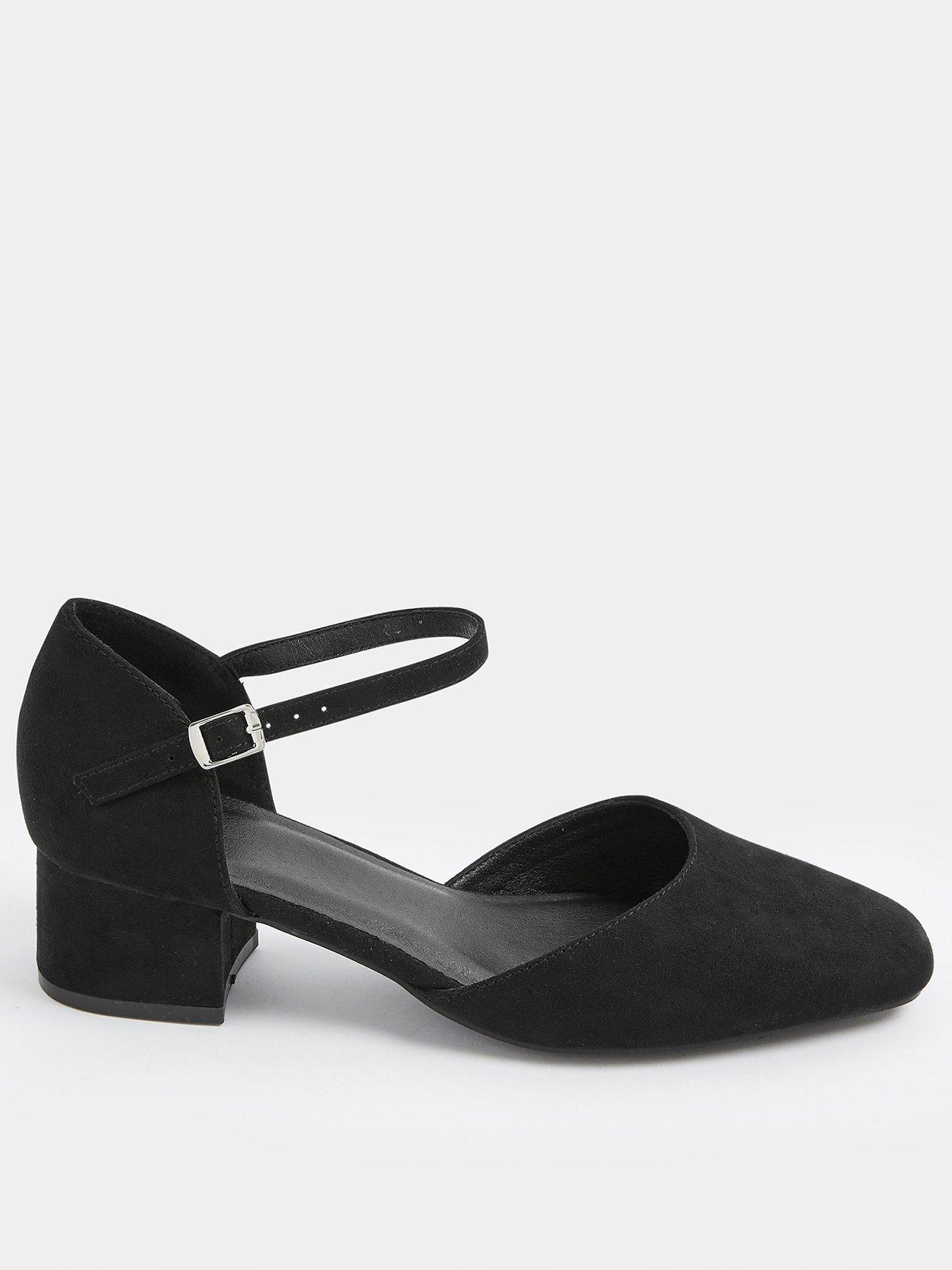 Yours Wide Fit 2 Part Square Toe Block Heel - Black