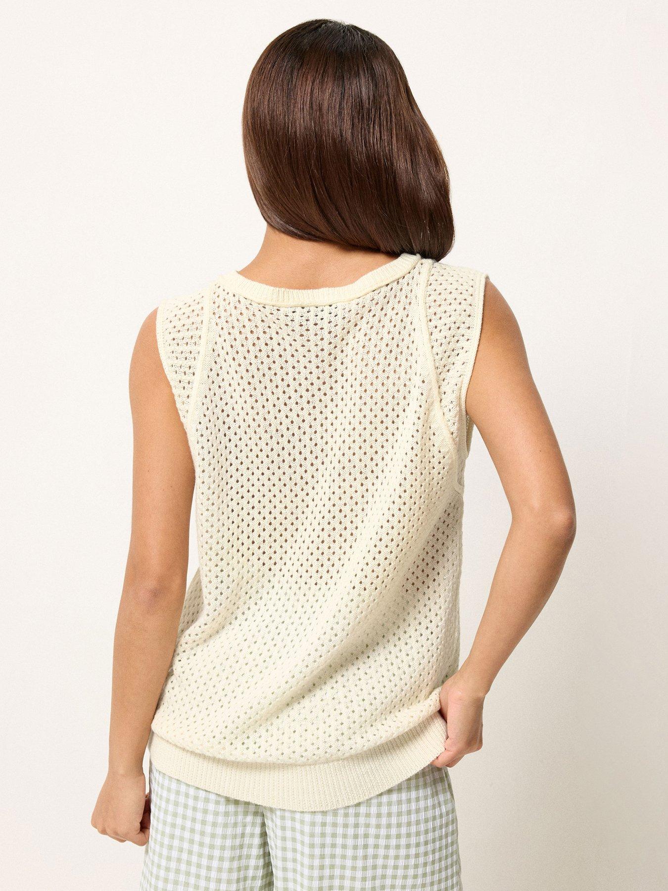 Image 2 of 5 of PixieGirl Petite Lemon Crochet Tank Top - Cream