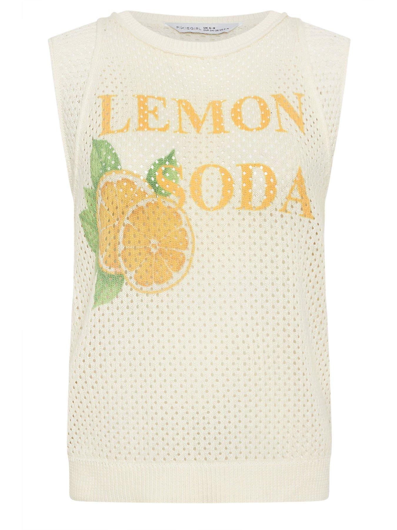 Image 5 of 5 of PixieGirl Petite Lemon Crochet Tank Top - Cream
