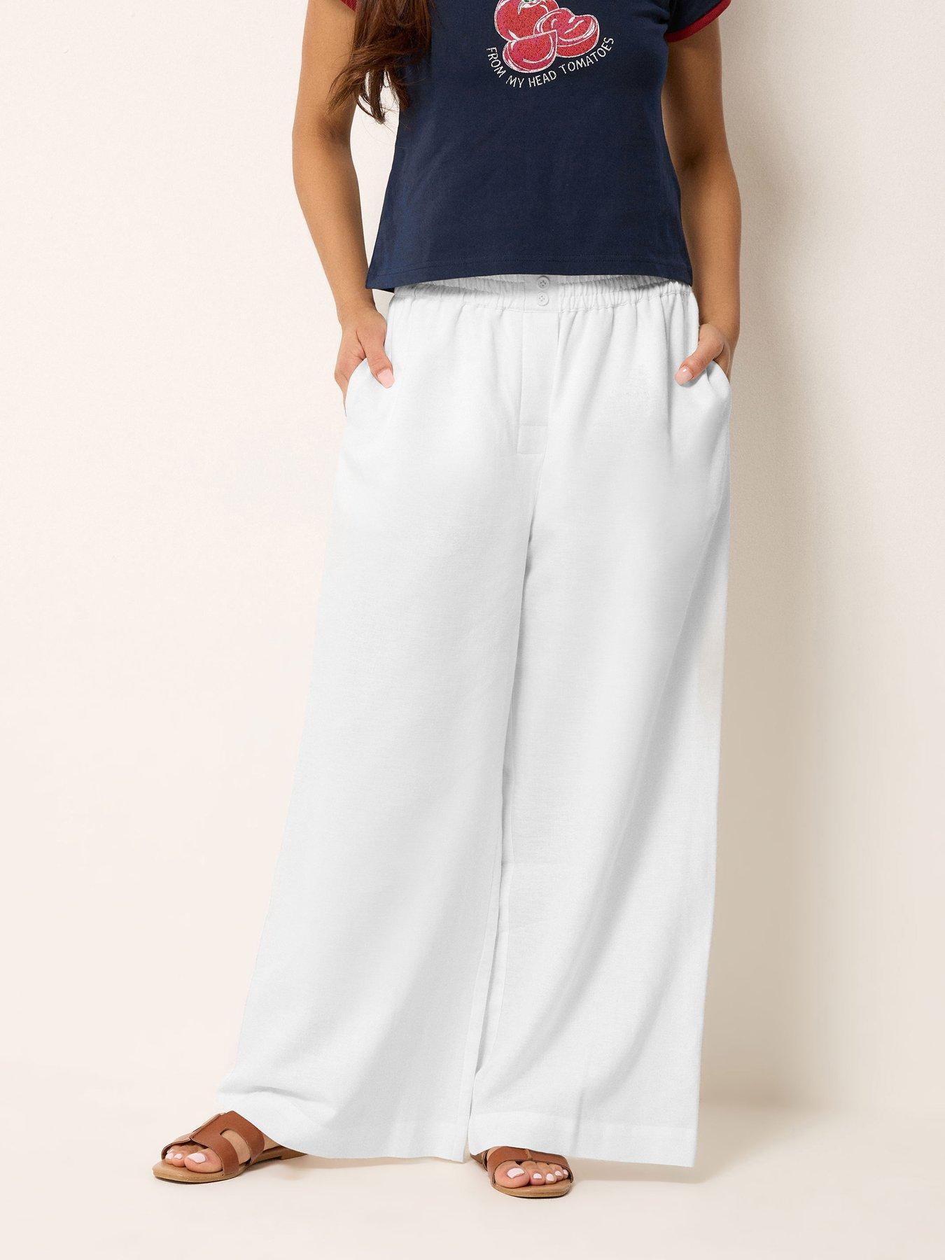 Image 1 of 5 of PixieGirl Petite Button Wide Leg Trousers