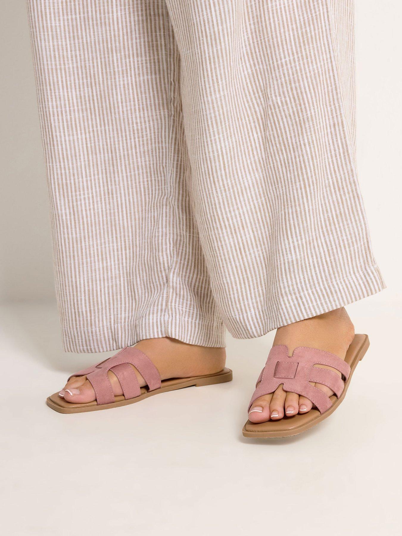 Yours Wide Fit Cut Out Mule Sandal - Pink