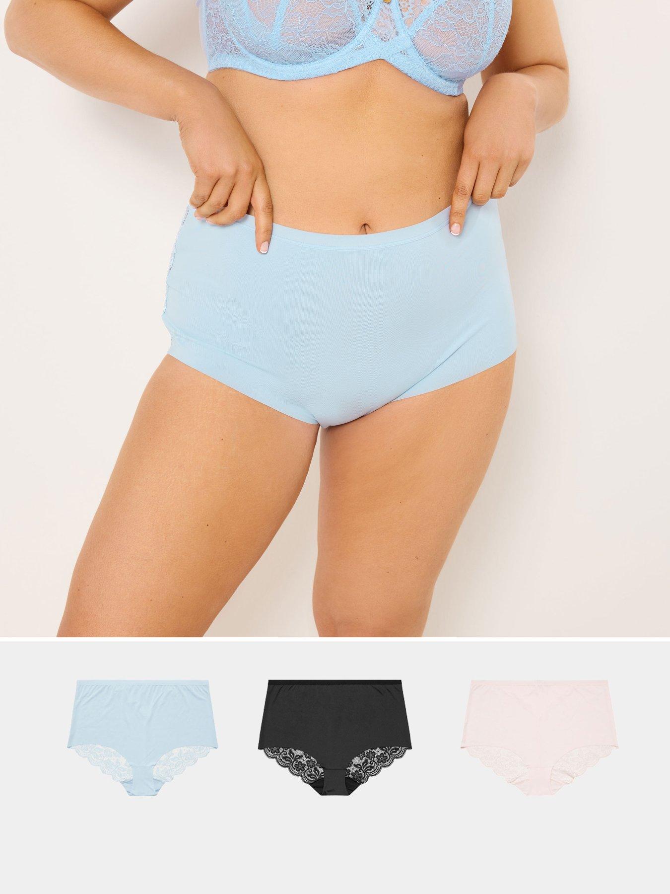 Image 1 of 5 of Yours Curve 3 Pack Lace Back Full Briefs - Blue