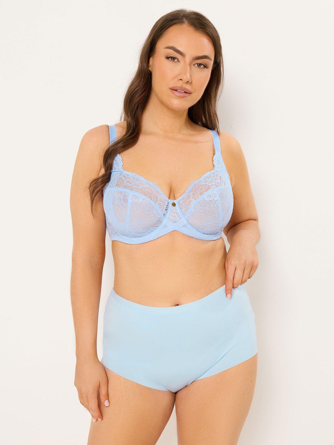 Image 3 of 5 of Yours Curve 3 Pack Lace Back Full Briefs - Blue