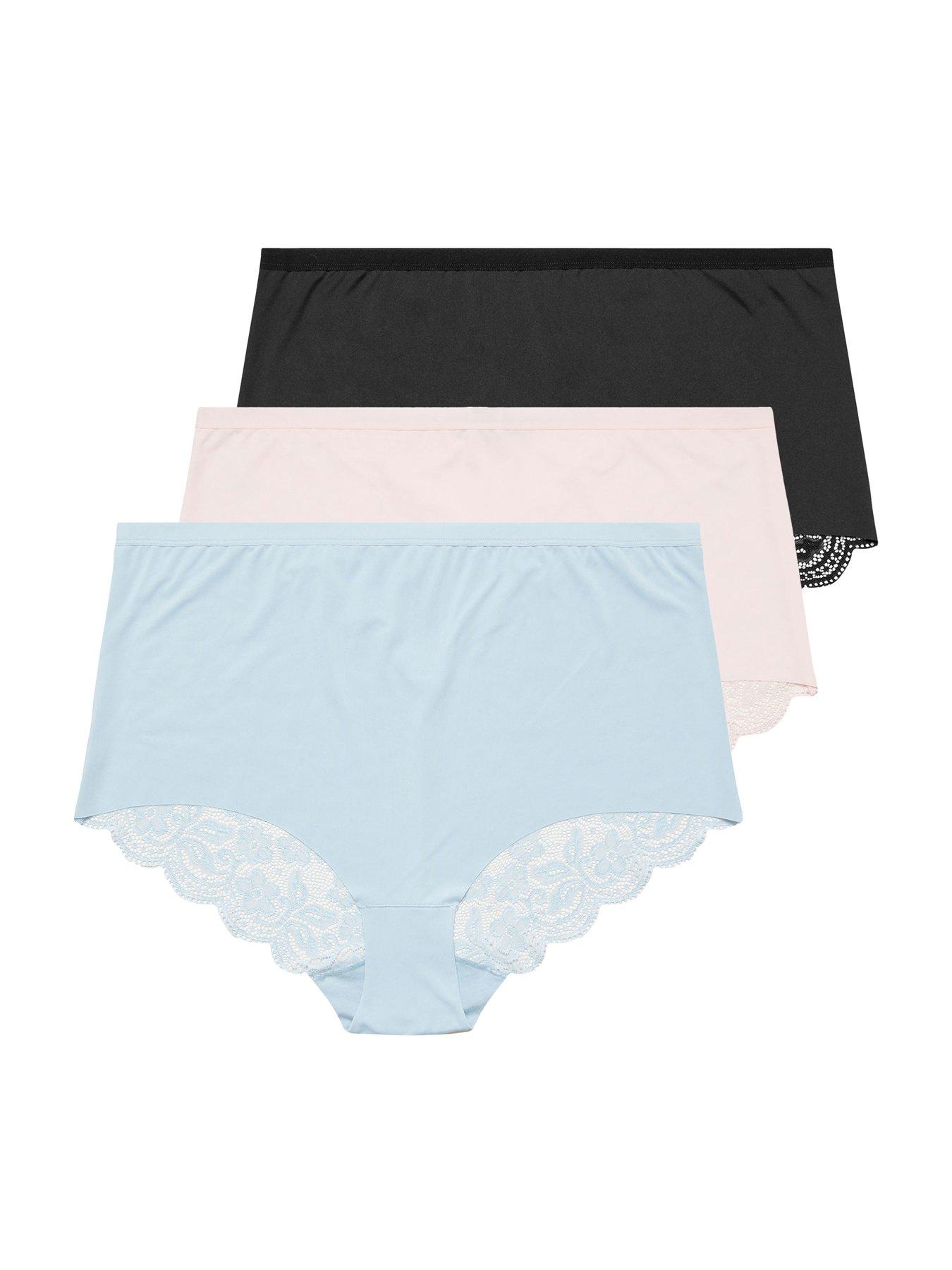 Image 5 of 5 of Yours Curve 3 Pack Lace Back Full Briefs - Blue
