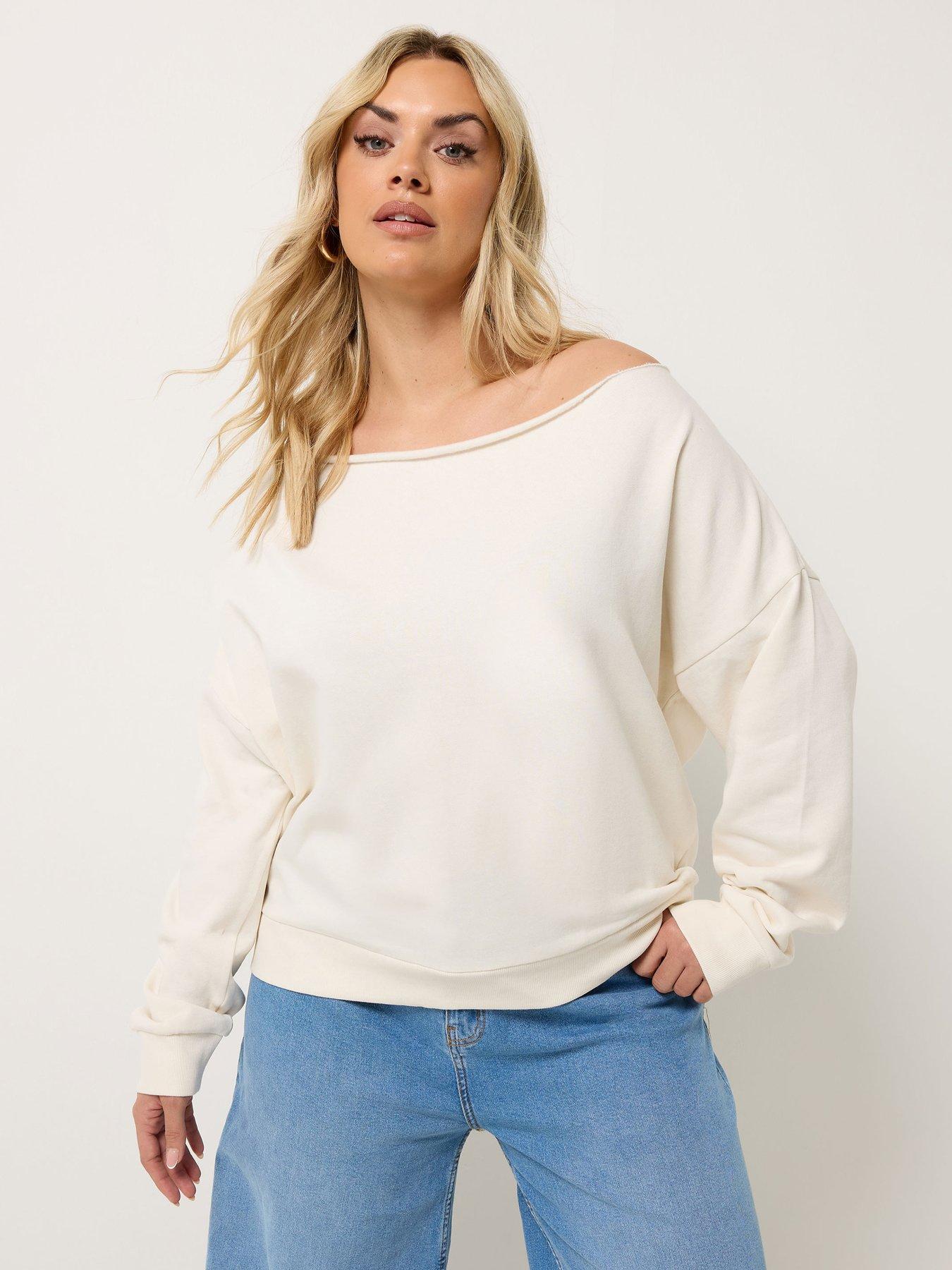 Yours Curve Off The Shoulder Sweatshirt - Cream