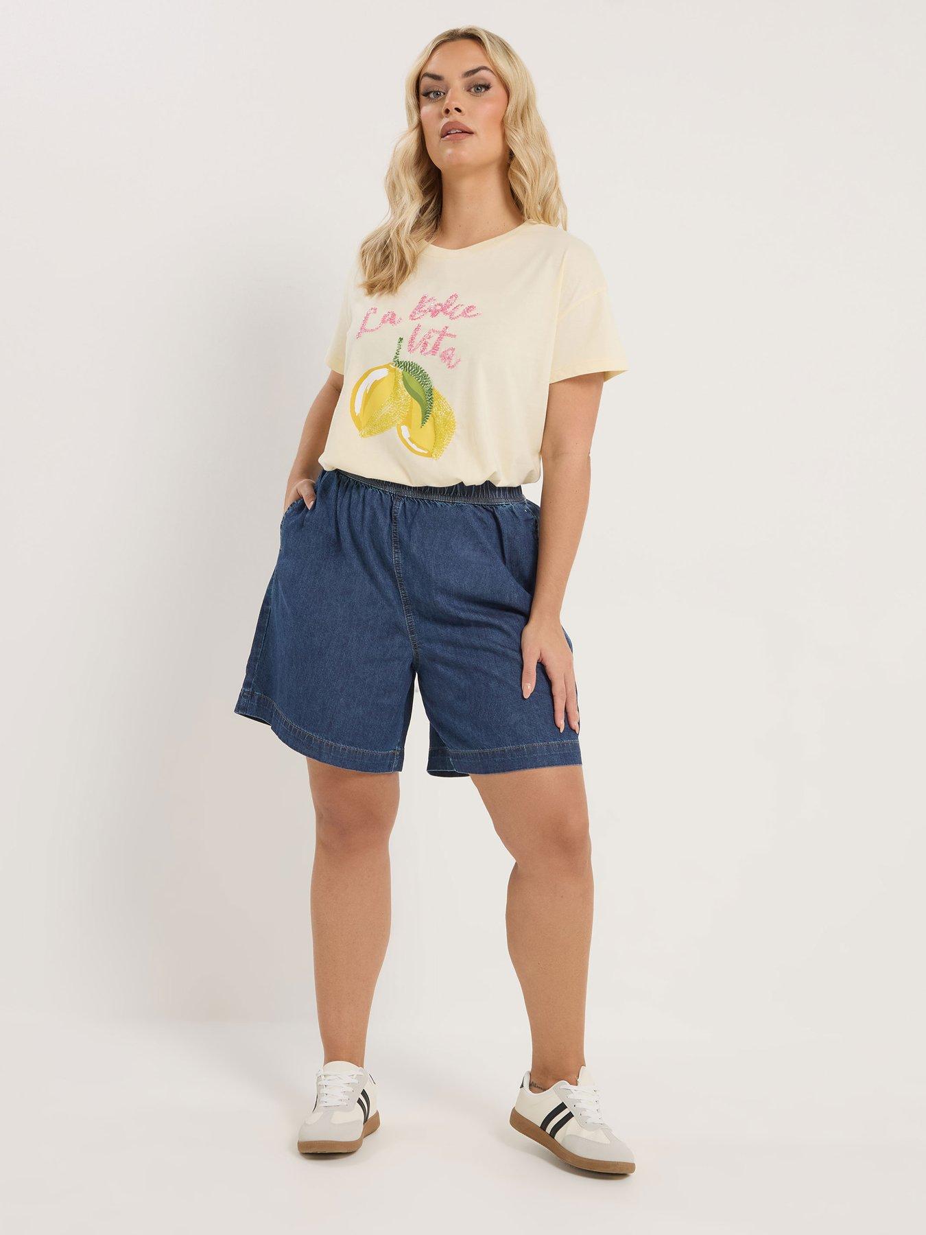  image of yours-curve-denim-shorts-blue