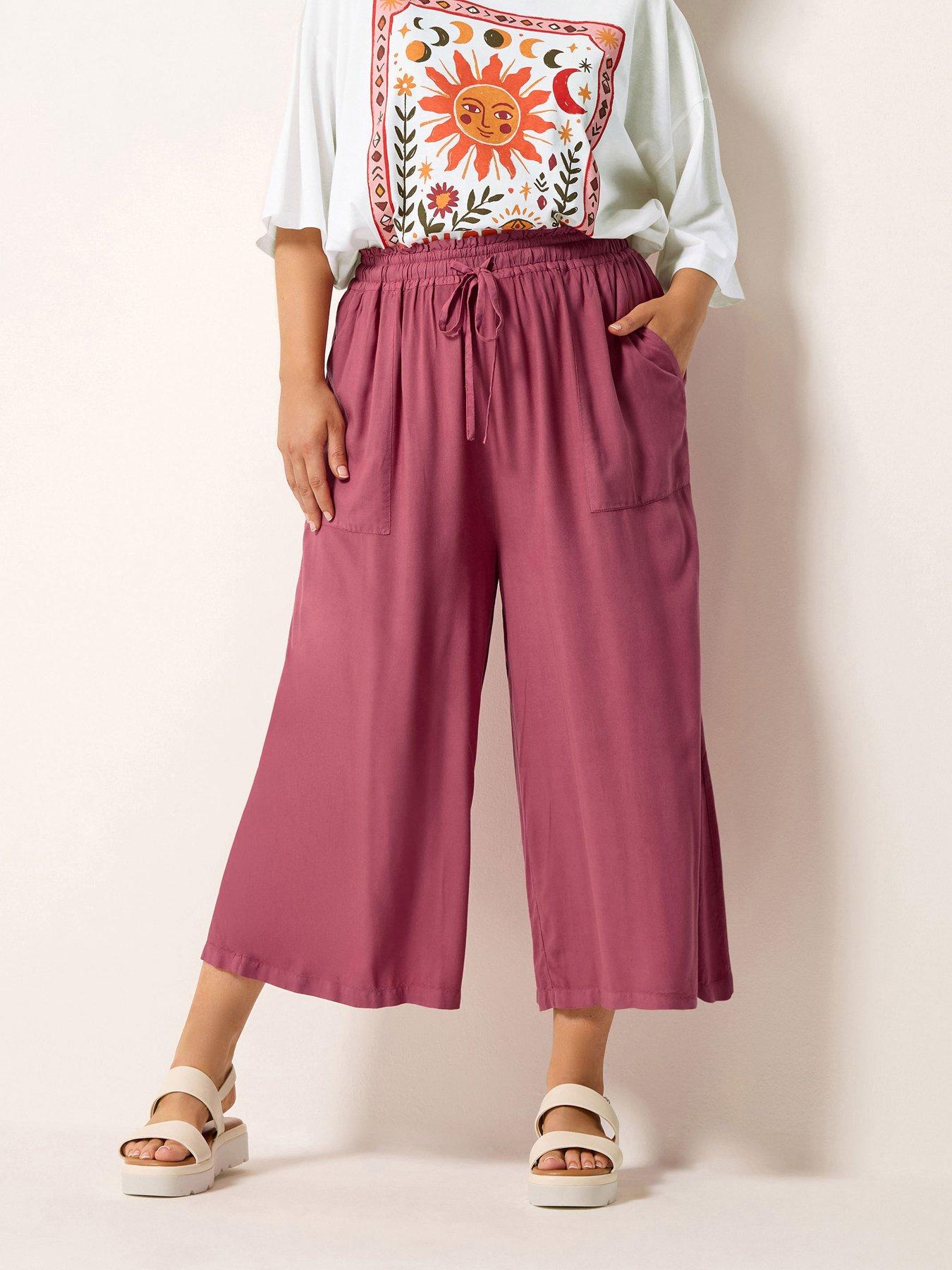 Yours Curve Chambray Culotte - Red
