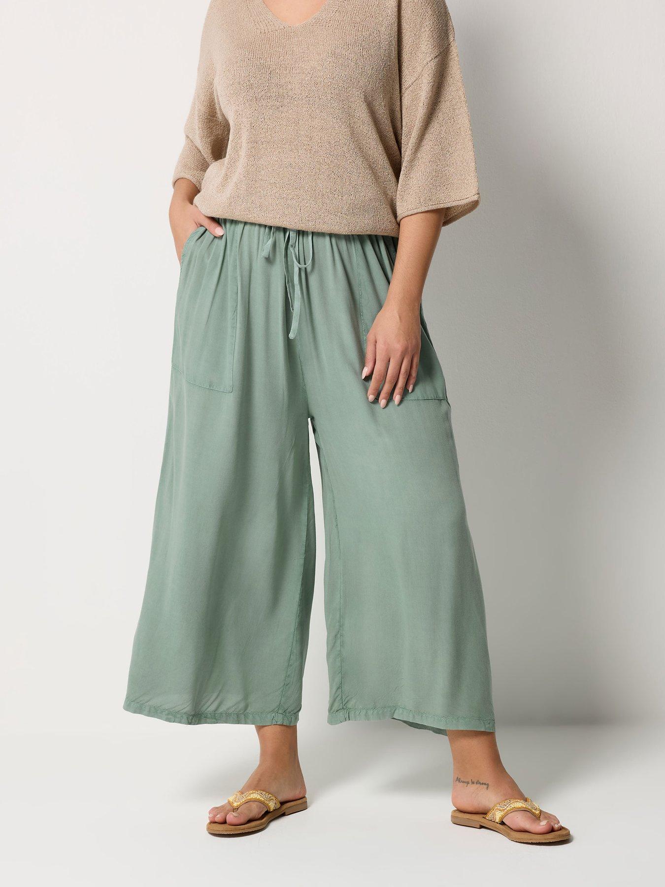  image of yours-curve-chambray-culotte-green