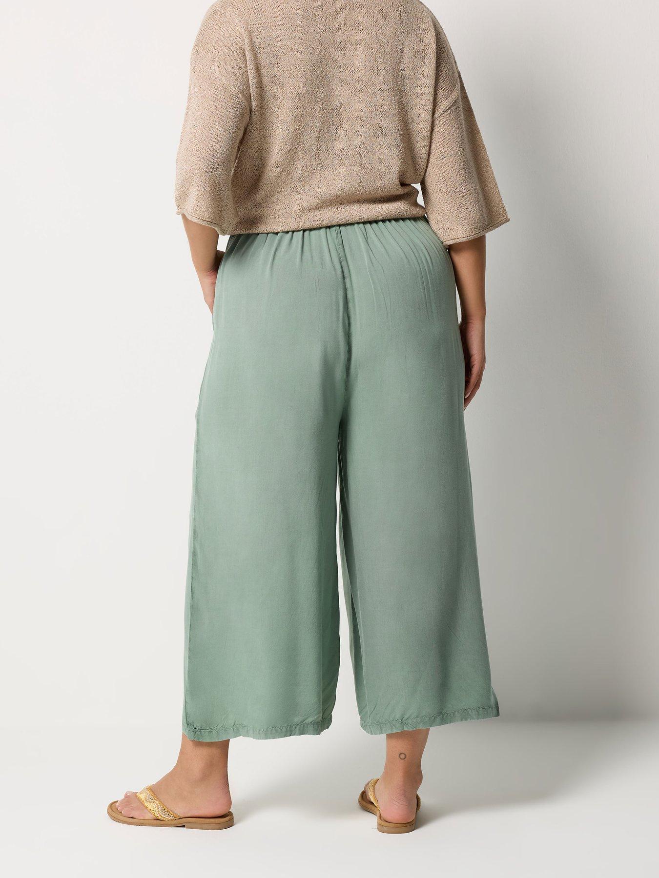 stillFront image of yours-curve-chambray-culotte-green