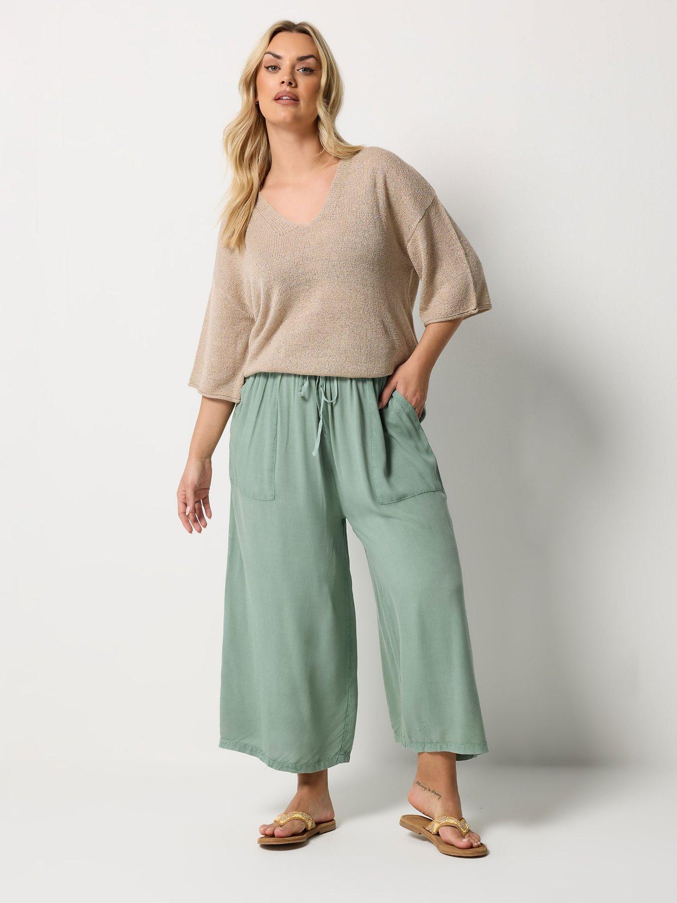  image of yours-curve-chambray-culotte-green
