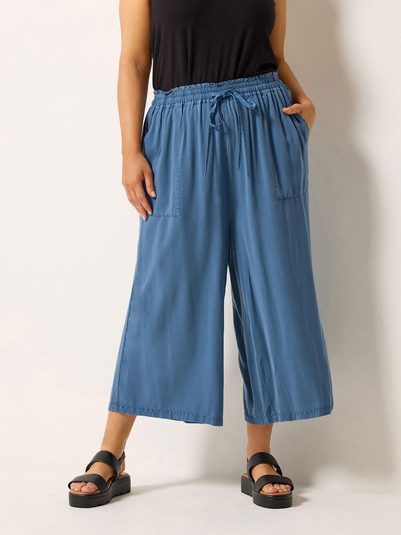 Yours Curve Chambray Culotte - Blue