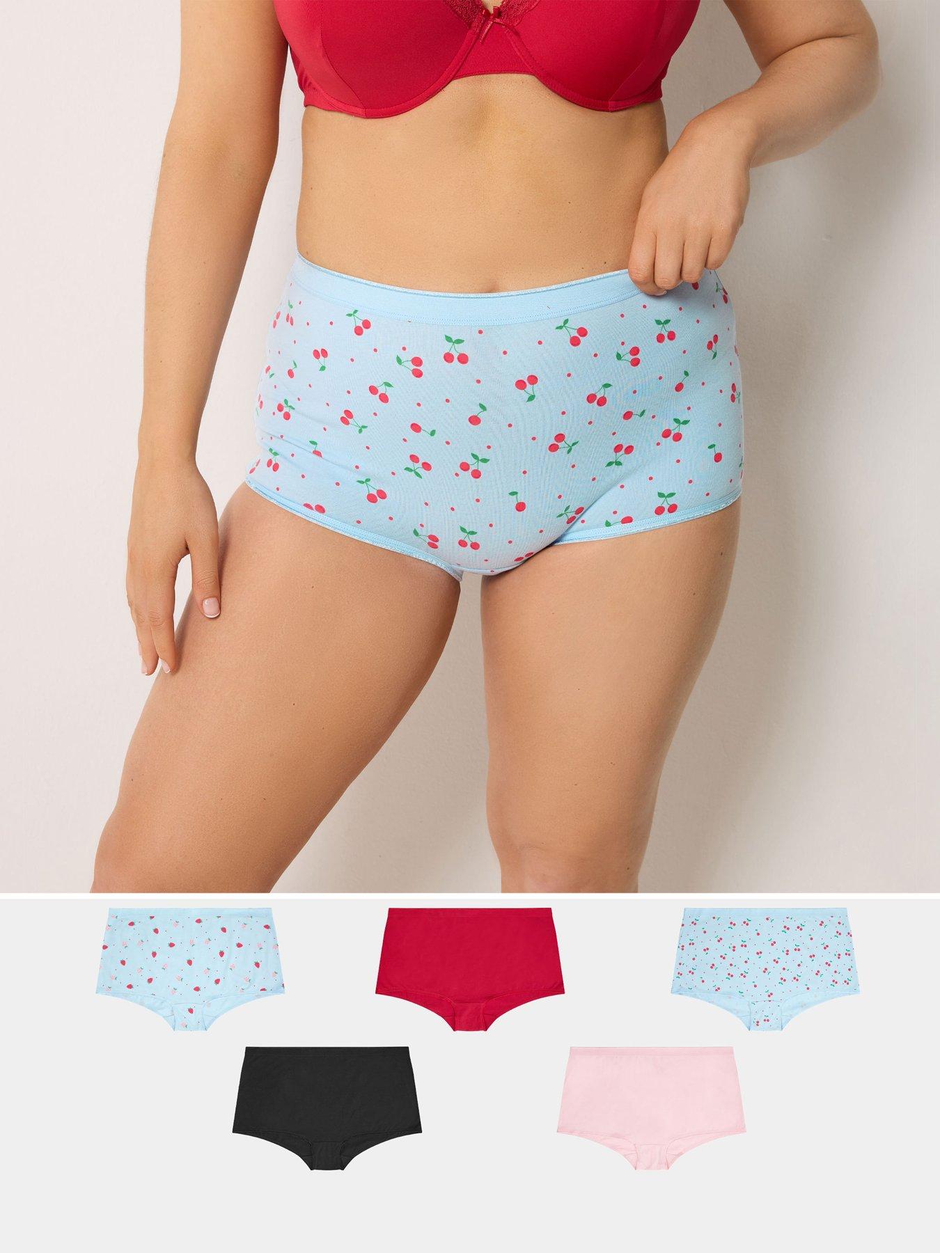 yours-curve-5-pack-berry-print-shorts-blue