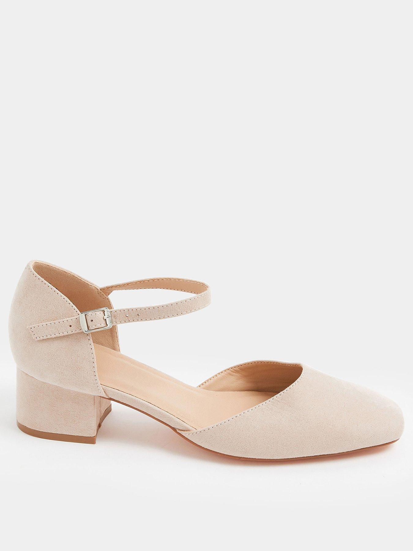 Image 1 of 4 of Yours Wide Fit 2 Part Square Toe Block Heel - Cream