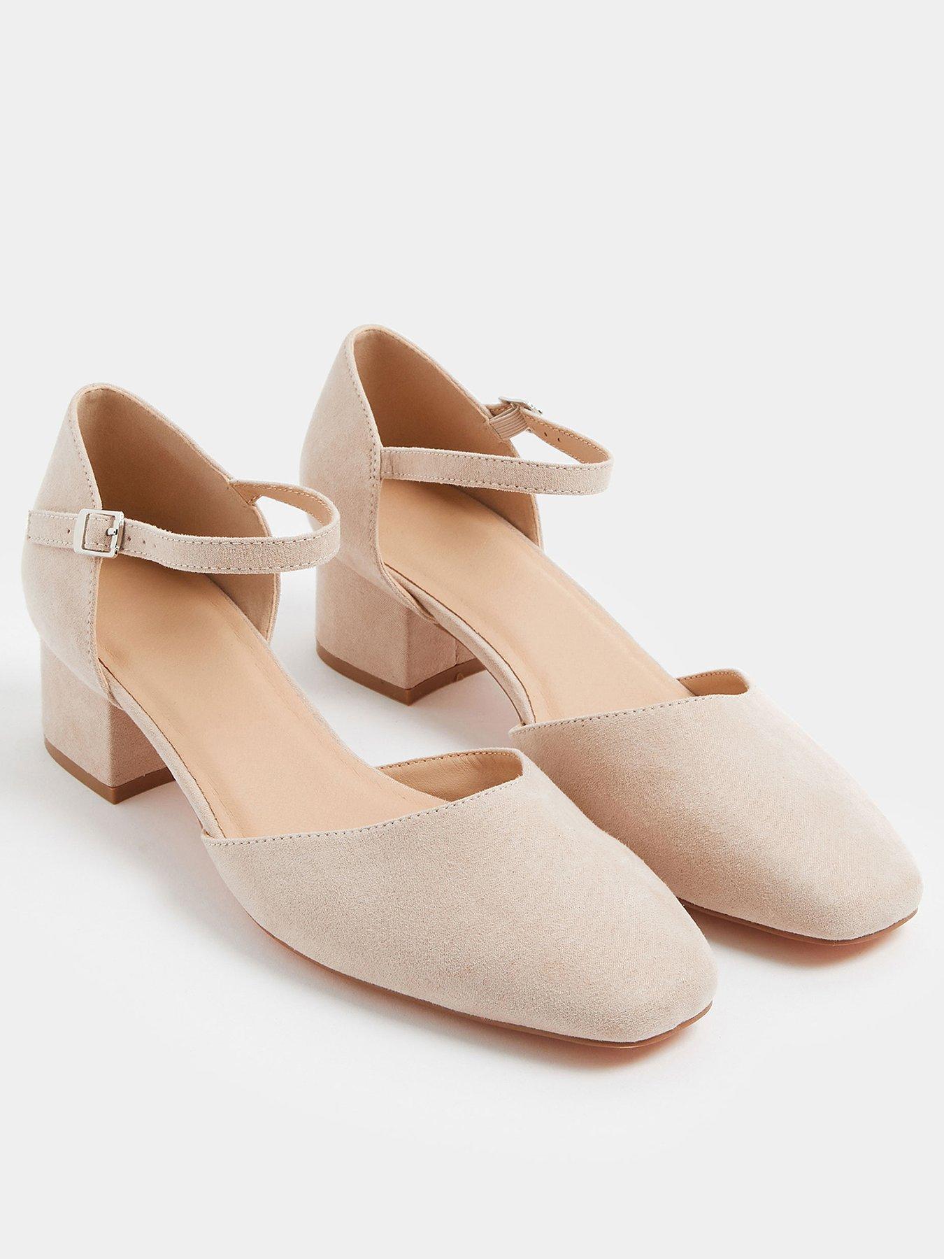 Image 2 of 4 of Yours Wide Fit 2 Part Square Toe Block Heel - Cream