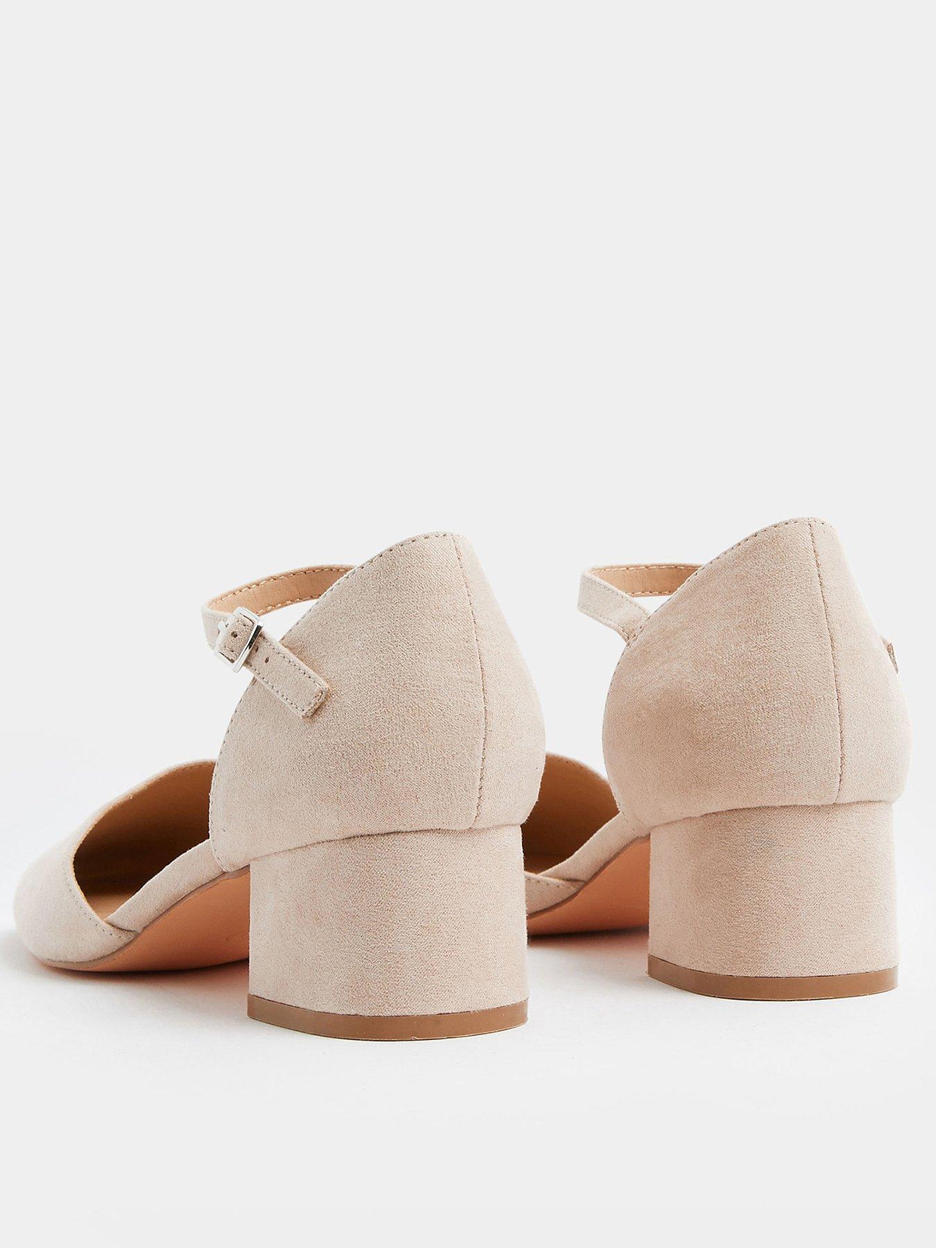 Image 3 of 4 of Yours Wide Fit 2 Part Square Toe Block Heel - Cream