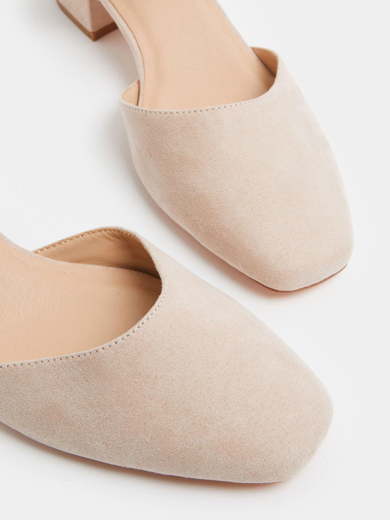 Image 4 of 4 of Yours Wide Fit 2 Part Square Toe Block Heel - Cream