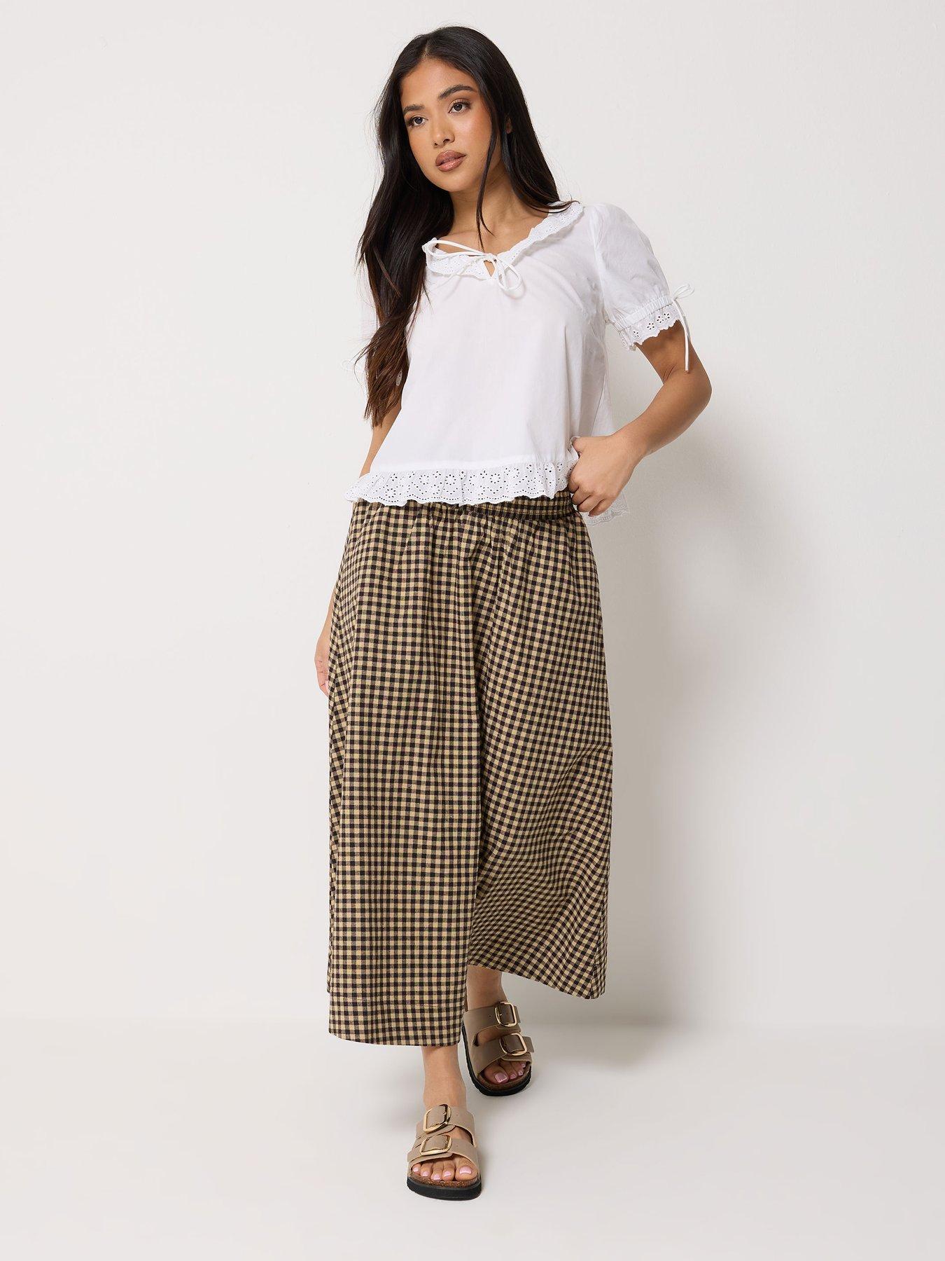 Image 3 of 5 of PixieGirl Petite Gingham Shirred Skirt