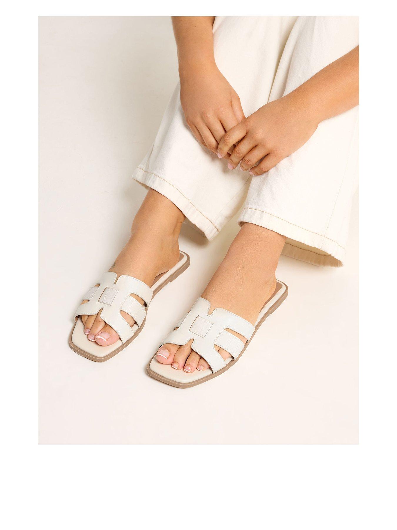Yours Wide Fit Cut Out Mule Sandals - White