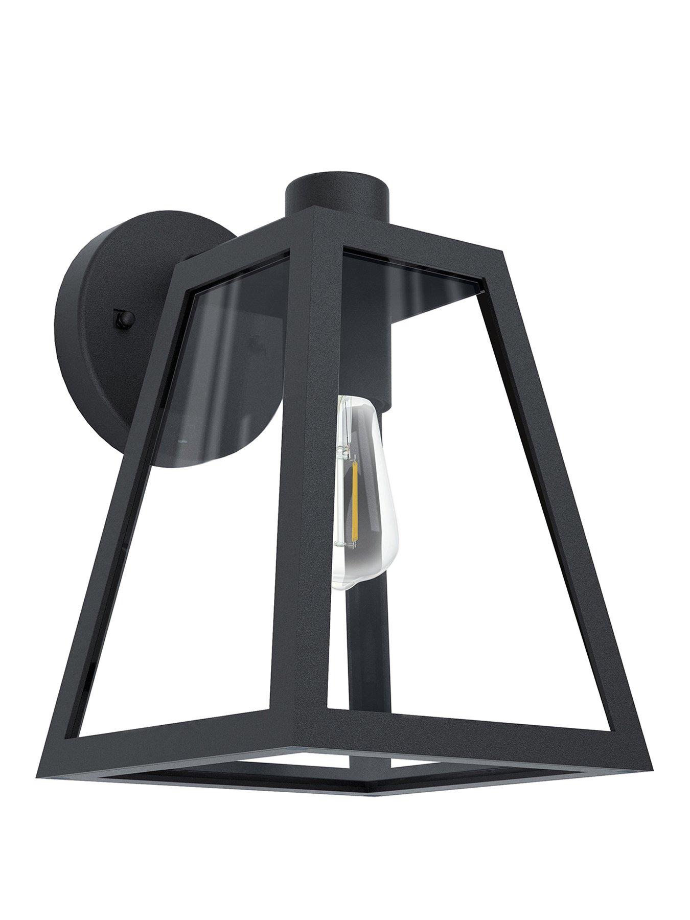 Image 2 of 4 of Eglo Mirandola 1-Light Caged Exterior Wall Light With Glass Panels